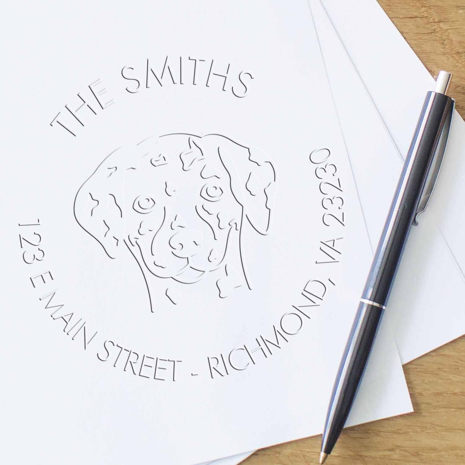 Personalizable Mailing Embossing Stamp with Dalmatian Dog