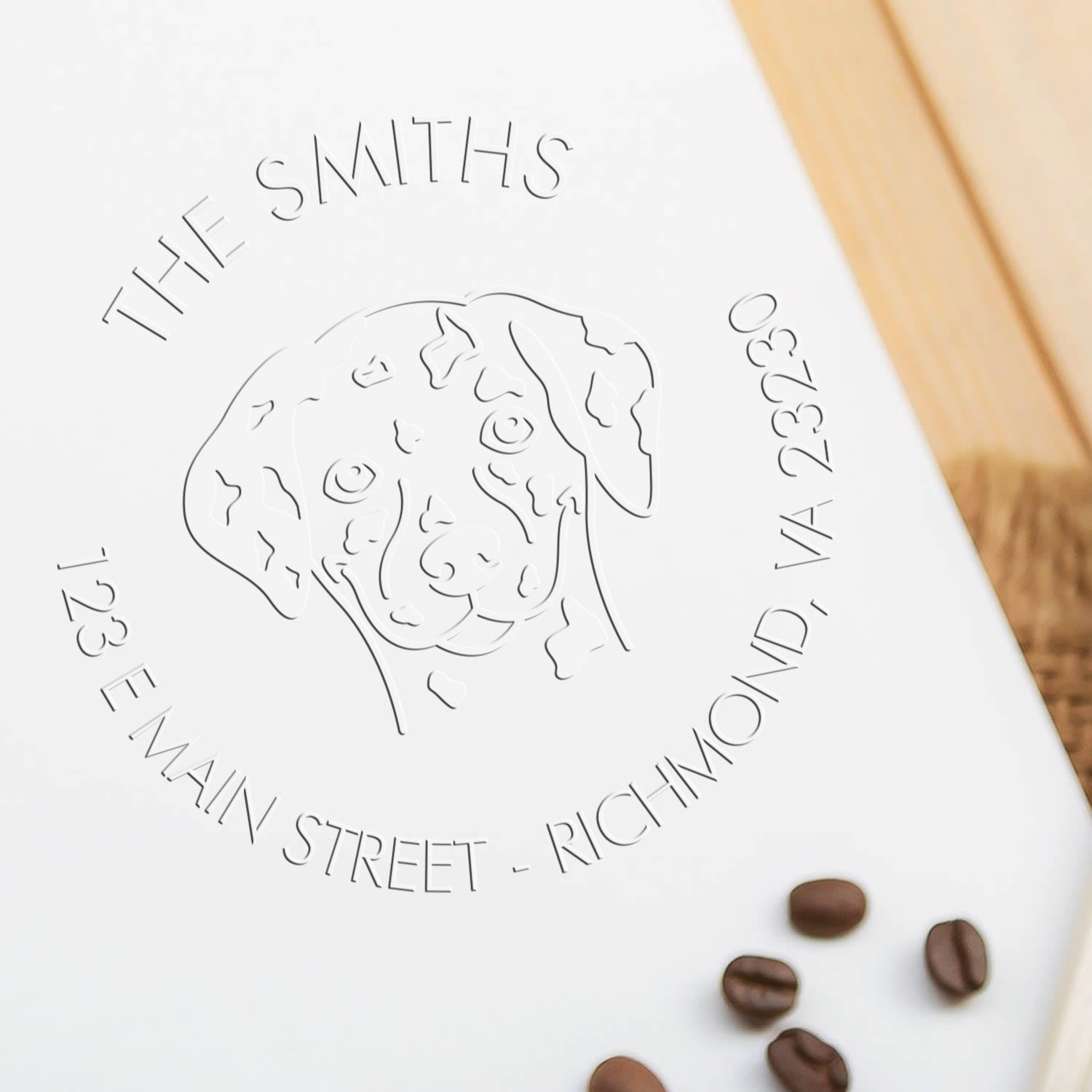 Personalizable Mailing Embossing Stamp with Dalmatian Dog