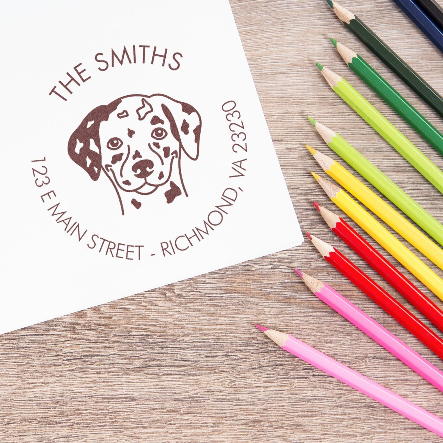 Wood Handle Dalmatian Custom Made Address Return Stamper - Engineer Seal Stamps