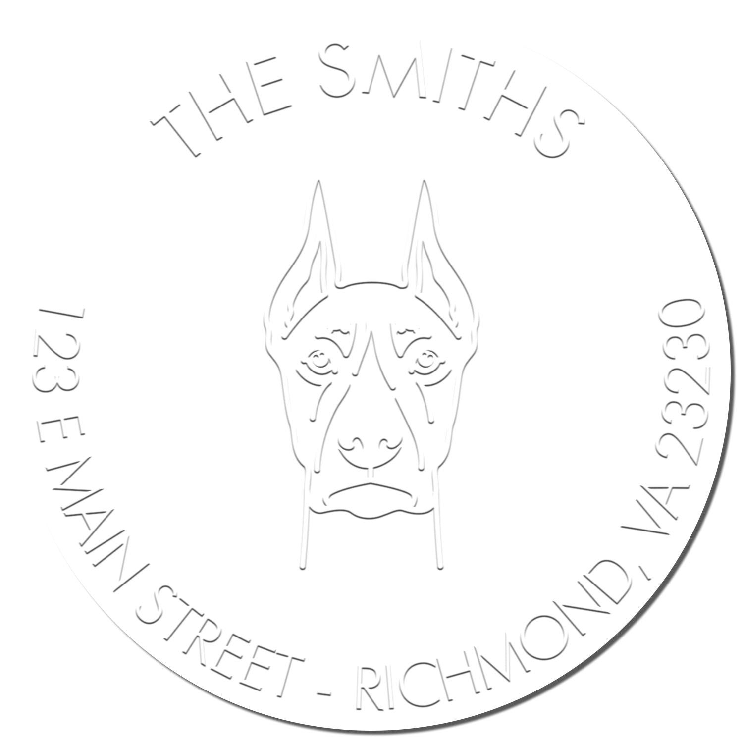 Doberman Dog Custom-Made Mailing Embossed Stamp - Engineer Seal Stamps