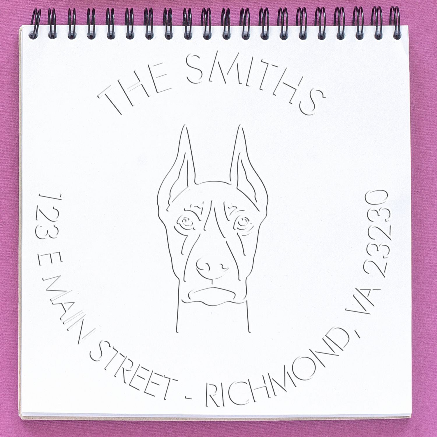 Personalizable Mailing Embossing Seal with Doberman Dog - Engineer Seal Stamps