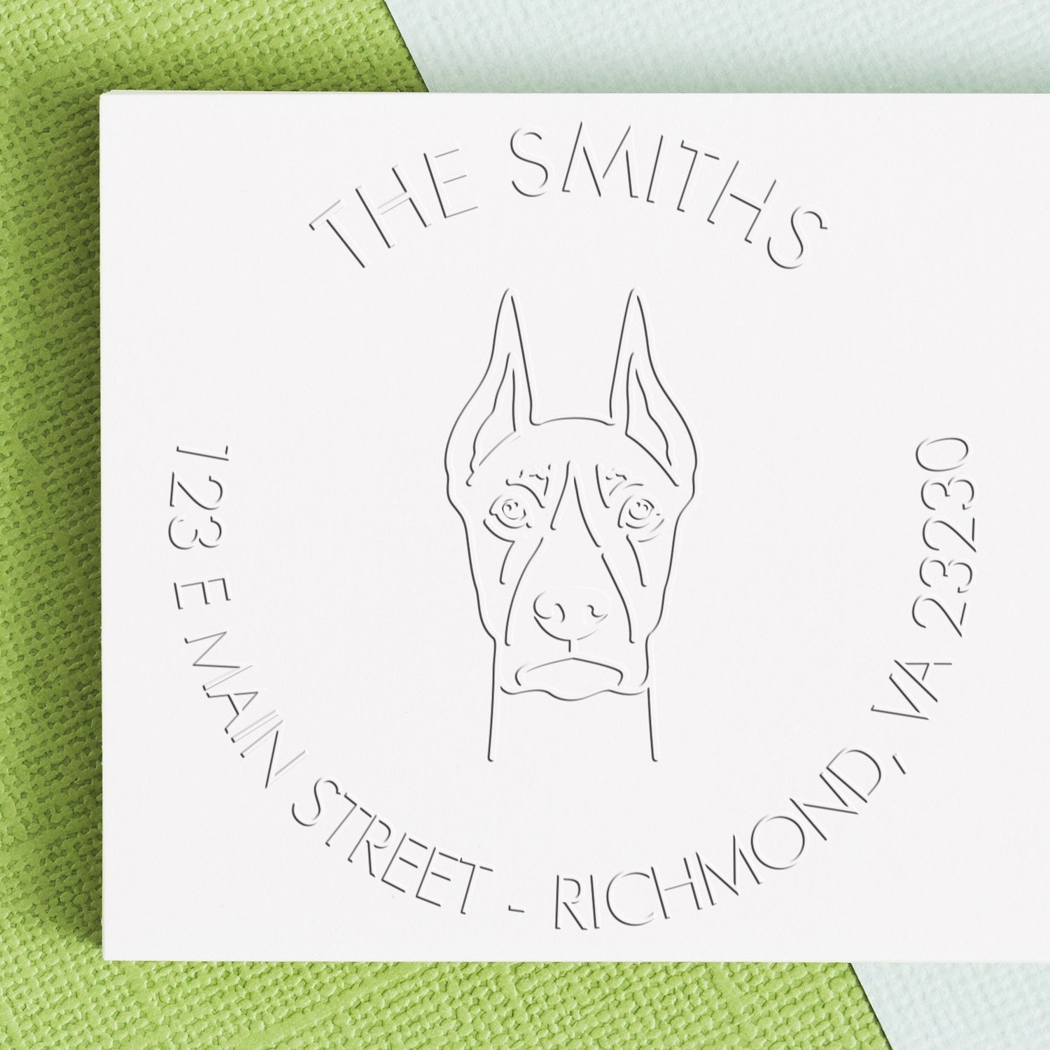Personalizable Mailing Embossing Seal with Doberman Dog
