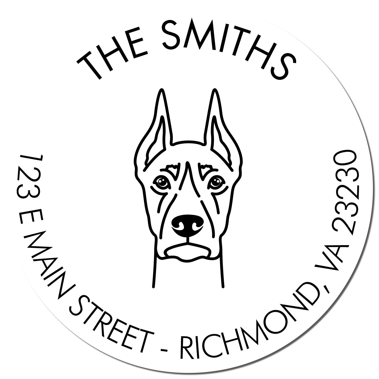 Wood Handle Doberman Custom Made Address Rubber Stamp - Engineer Seal Stamps