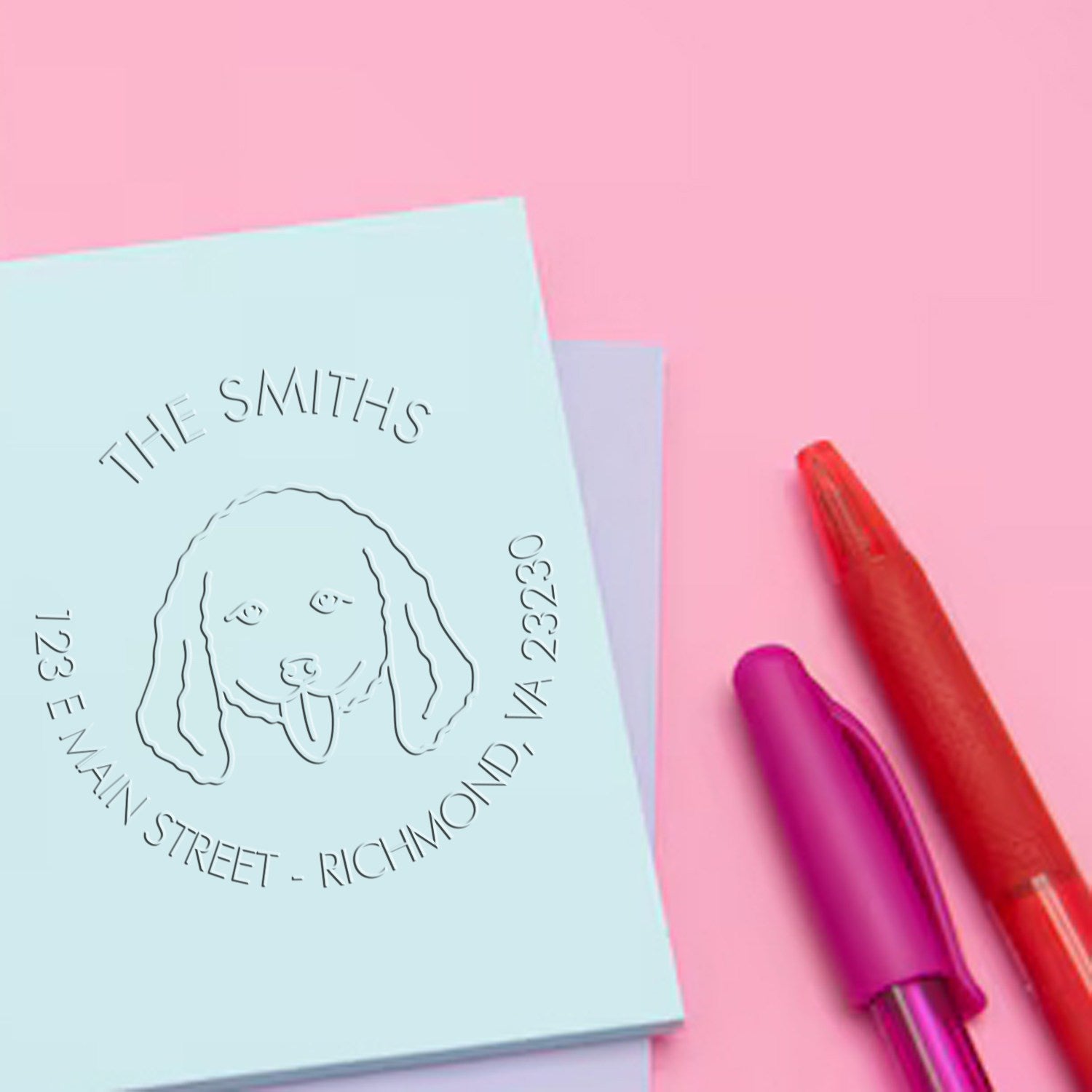 Doodle Dog Outline Customized Mailing Embossing Stamp - Engineer Seal Stamps