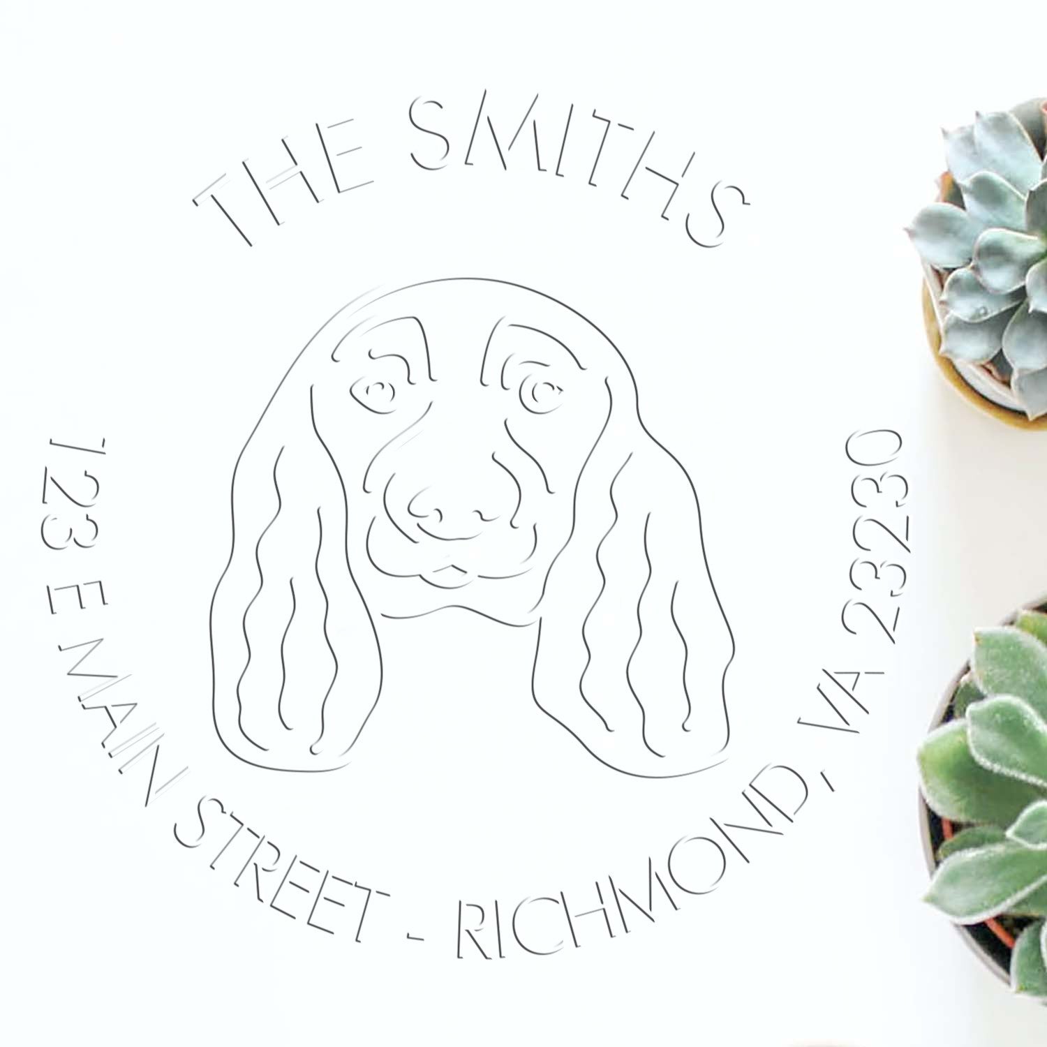 English Cocker Spaniel Dog Outline Customized Mailing Embossing Seal - Engineer Seal Stamps