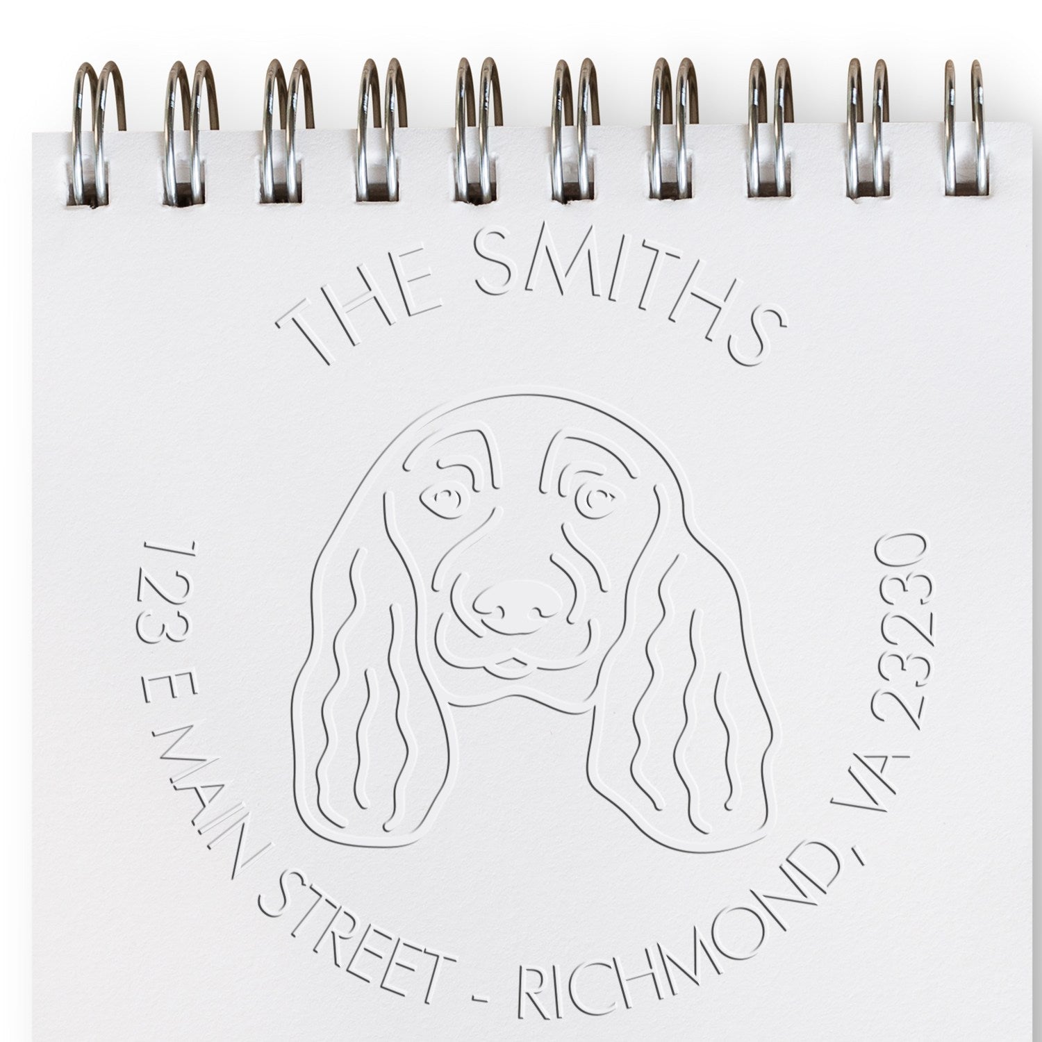 Personalizable Mailing Embossed Stamp with English Cocker Spaniel Dog