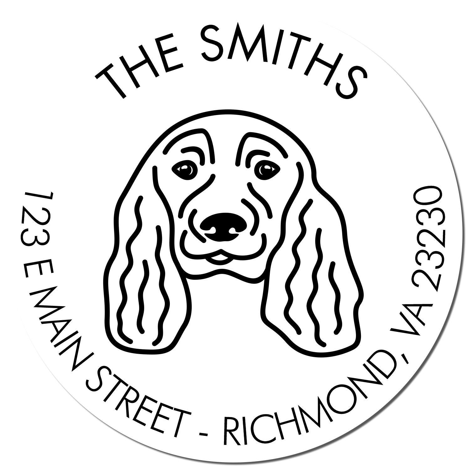 Wood Handle English Cocker Spaniel Custom Made Address Stamp - Engineer Seal Stamps