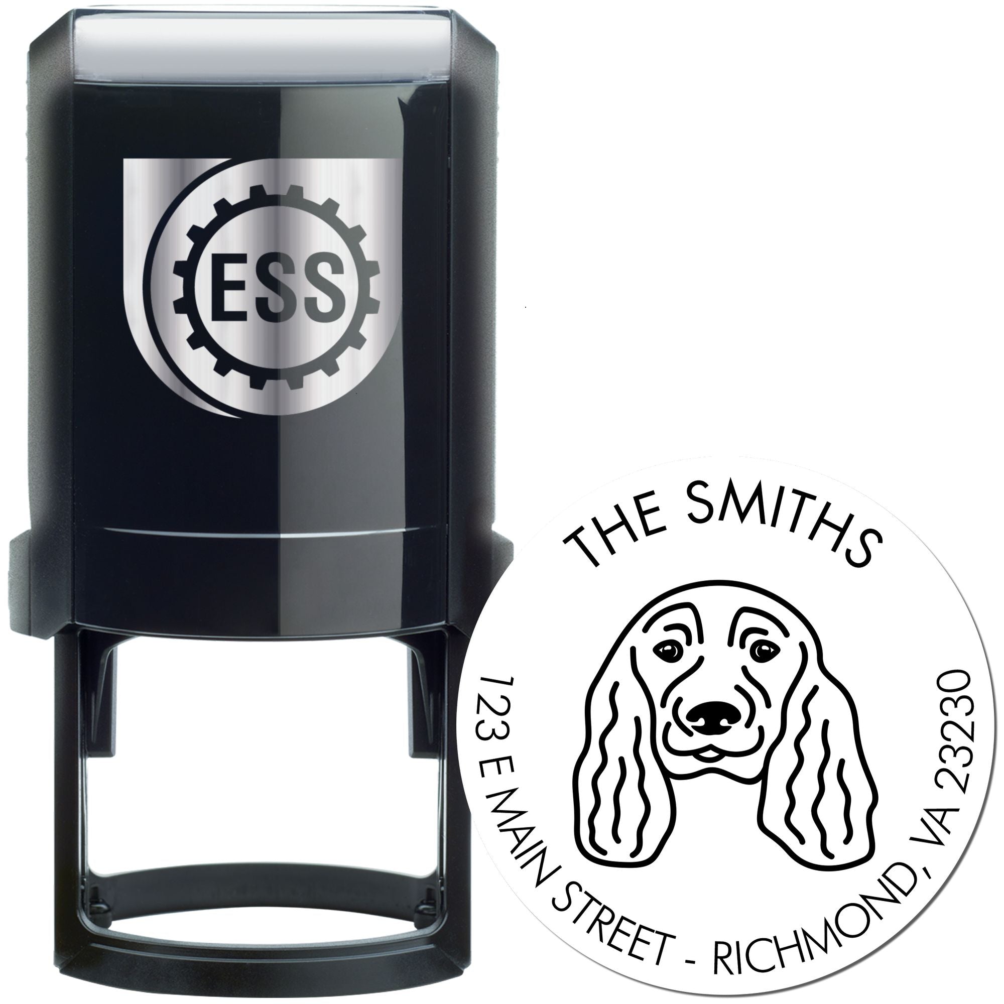 Self-Inking English Cocker Spaniel Customized Home Address Stamper - Engineer Seal Stamps