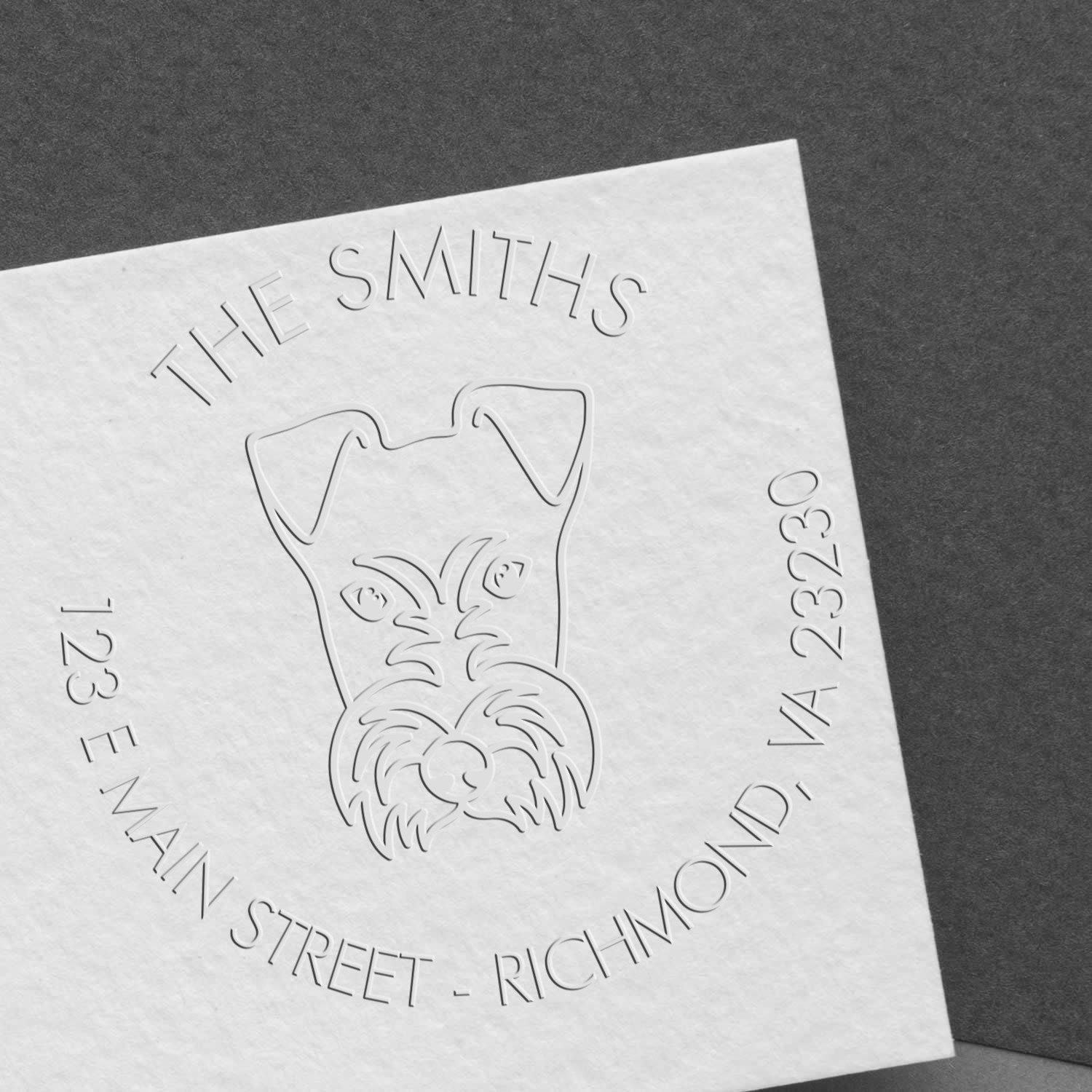 Fox Terrier Dog Outline Customized Mailing Embossed Stamp - Engineer Seal Stamps