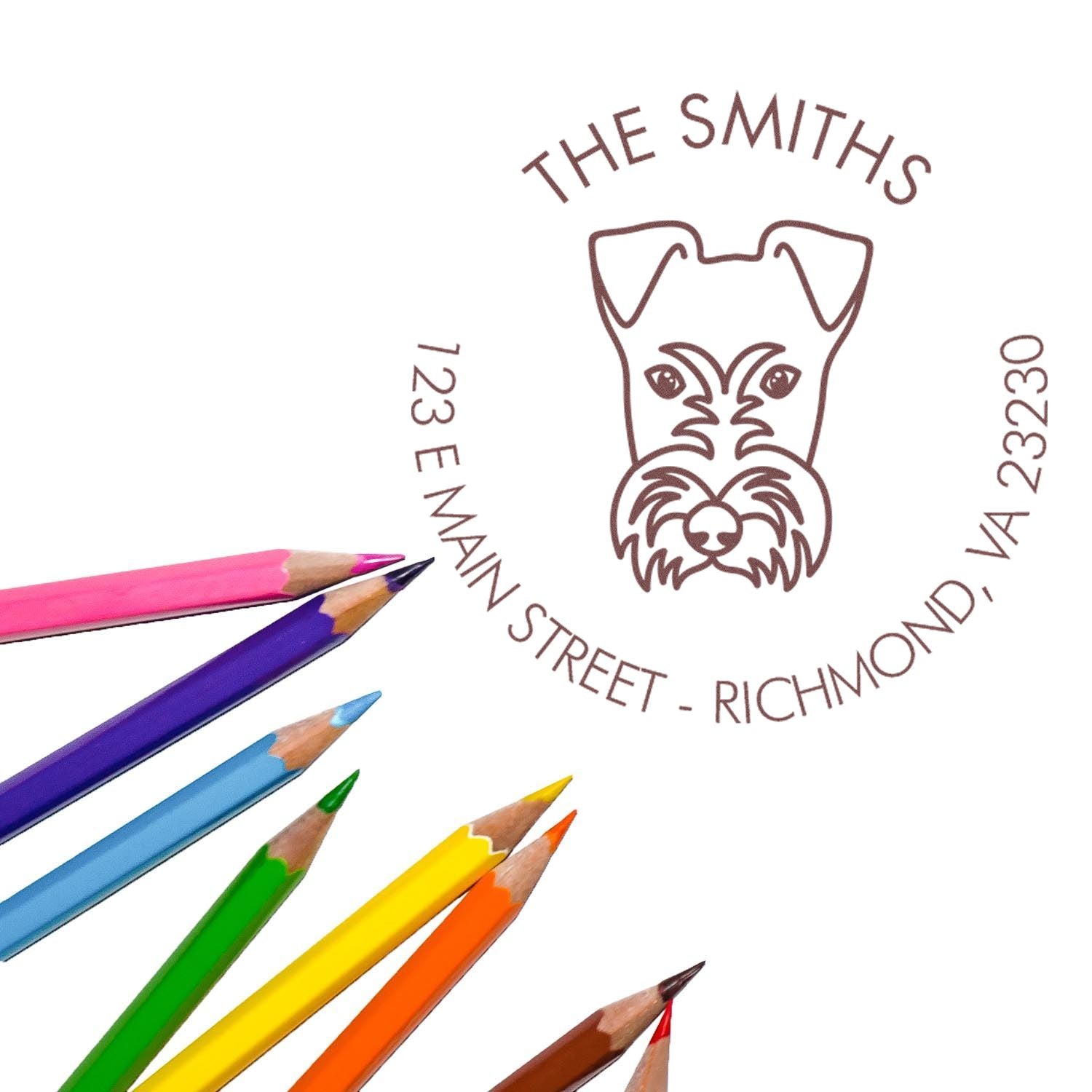 Slim Pre-Inked Fox Terrier Personalized Home Address Stamp - Engineer Seal Stamps