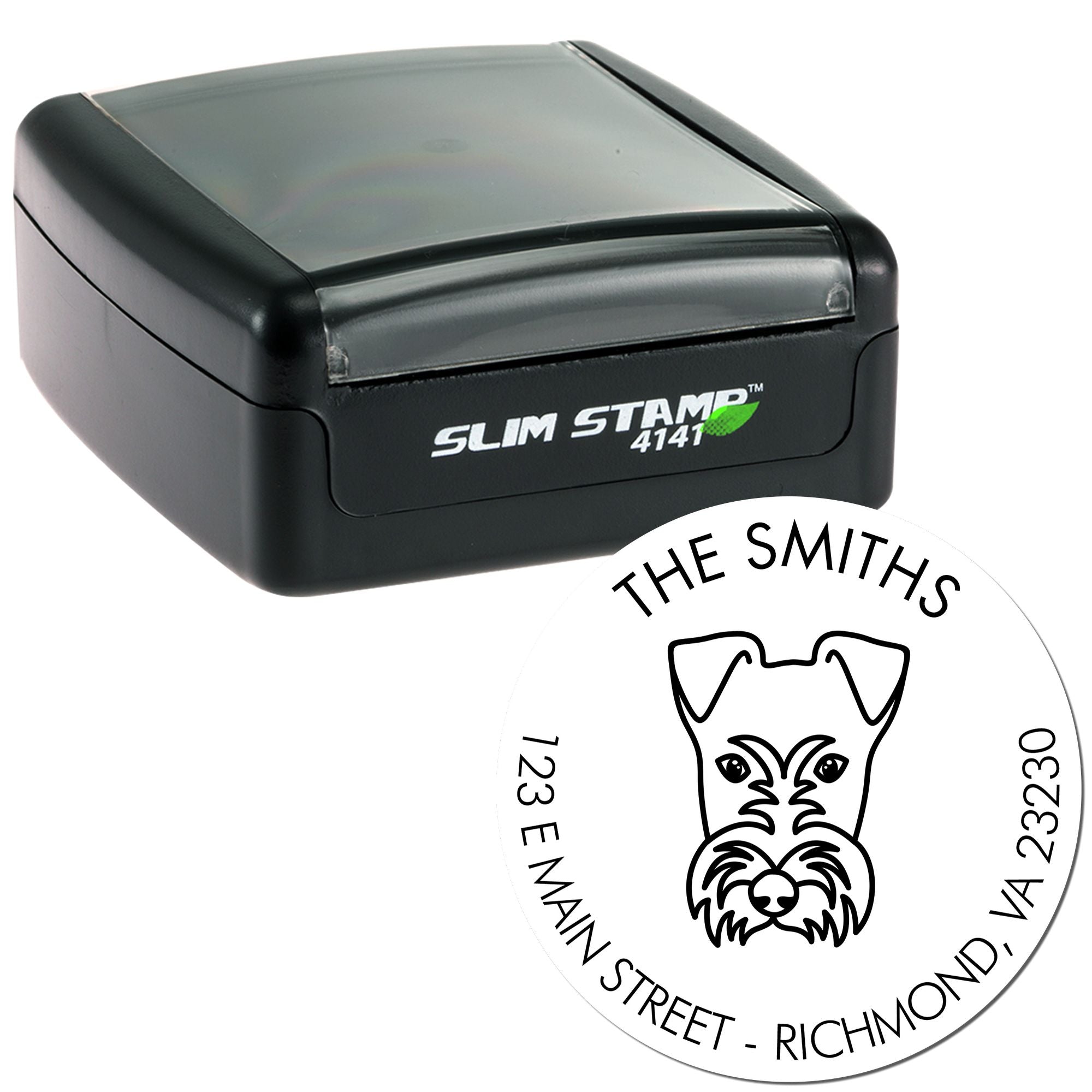 Slim Pre-Inked Fox Terrier Personalized Home Address Stamp - Engineer Seal Stamps
