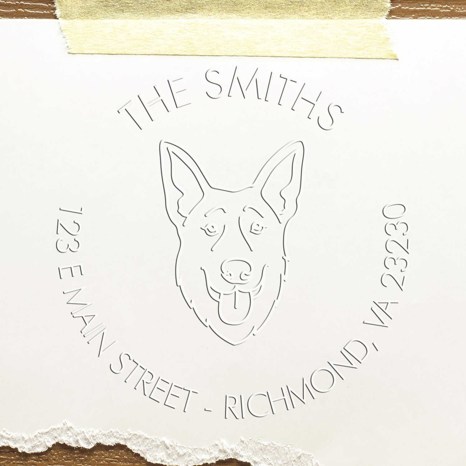 German Shepherd Dog Outline Customized Mailing Embossed Seal - Engineer Seal Stamps