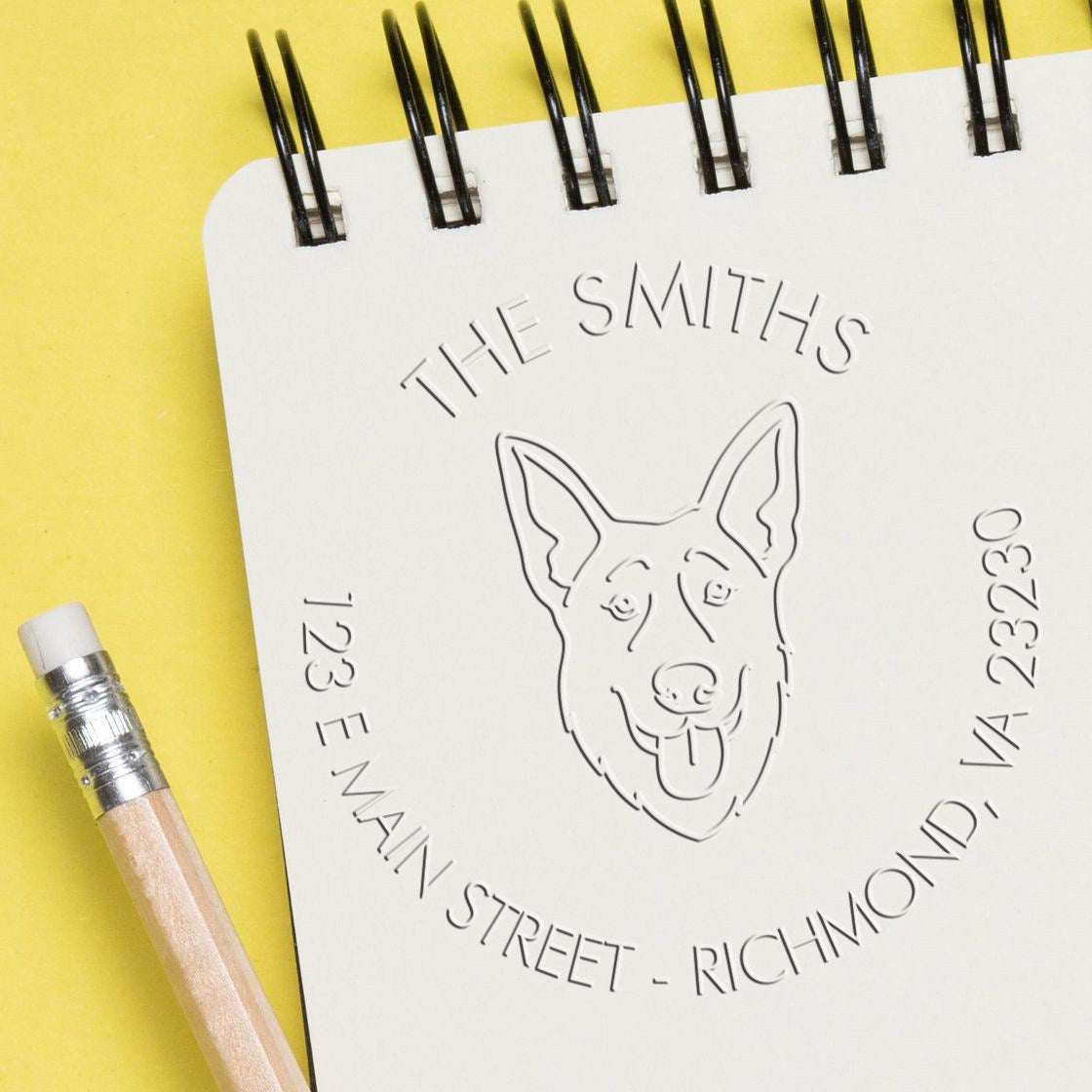 Personalizable Address Soft Embosser Seal with German Shepherd Dog