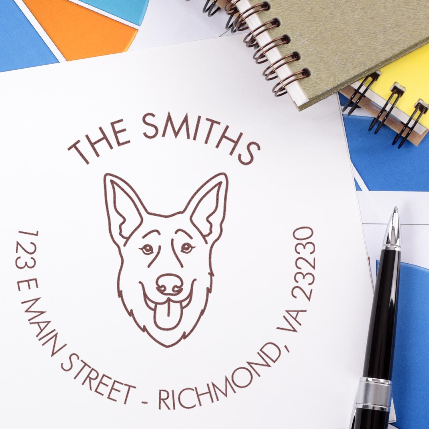 Slim Pre-Inked German Shepherd Personalized Home Address Stamp for Envelopes - Engineer Seal Stamps