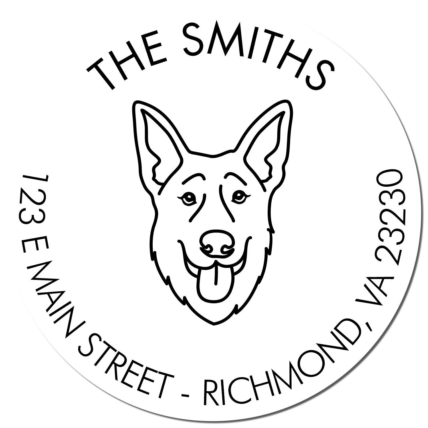 Wood Handle German Shepherd Custom Made Address Stamper - Engineer Seal Stamps