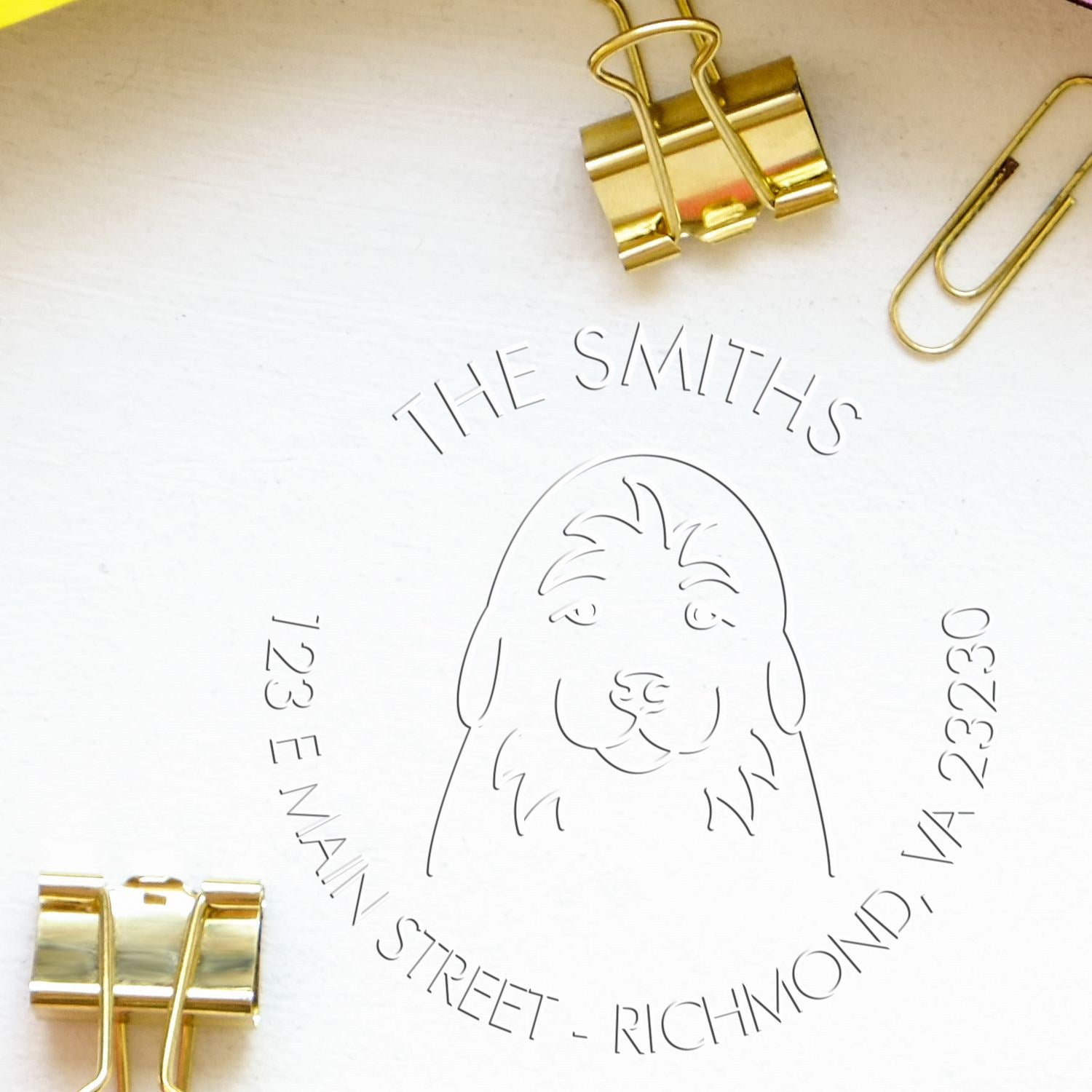 Personalizable Address Seal with Golden Retriever Puppy Dog