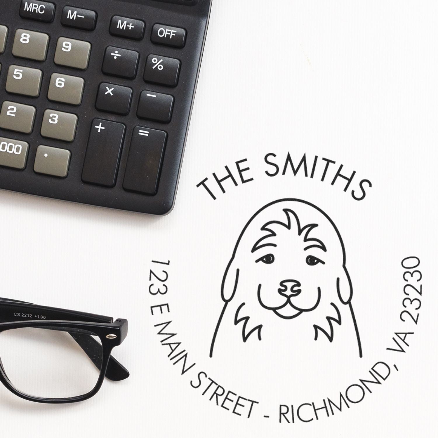 Wood Handle Golden Retriever Puppy Custom Made Custom Address Stamp - Engineer Seal Stamps