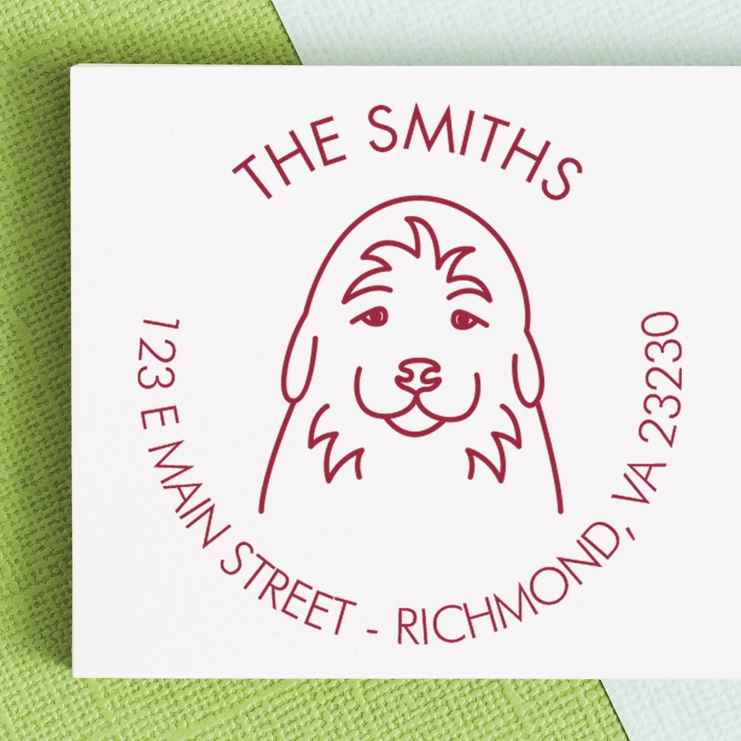 Wood Handle Golden Retriever Puppy Custom Made Custom Address Stamp - Engineer Seal Stamps