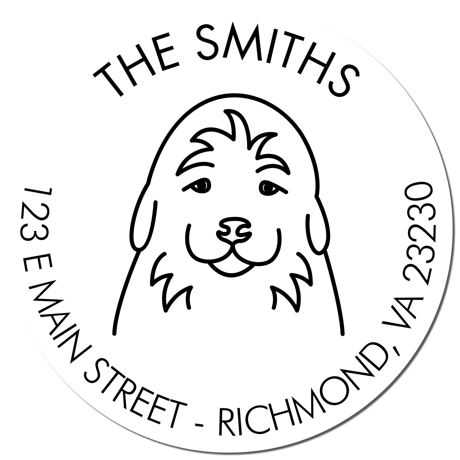 Wood Handle Golden Retriever Puppy Custom Made Custom Address Stamp - Engineer Seal Stamps