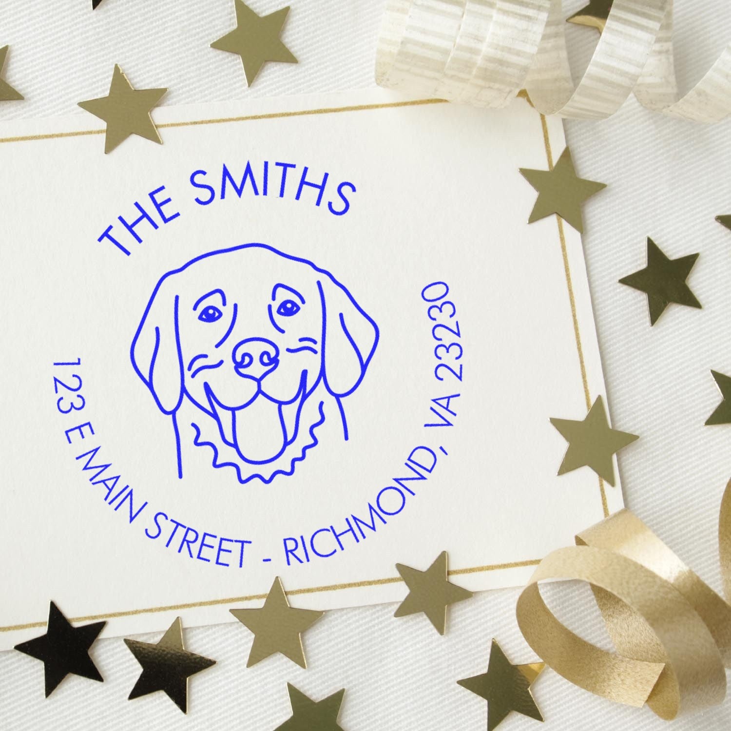 Wood Handle Golden Retriever Custom Made Custom Address Rubber Stamp - Engineer Seal Stamps