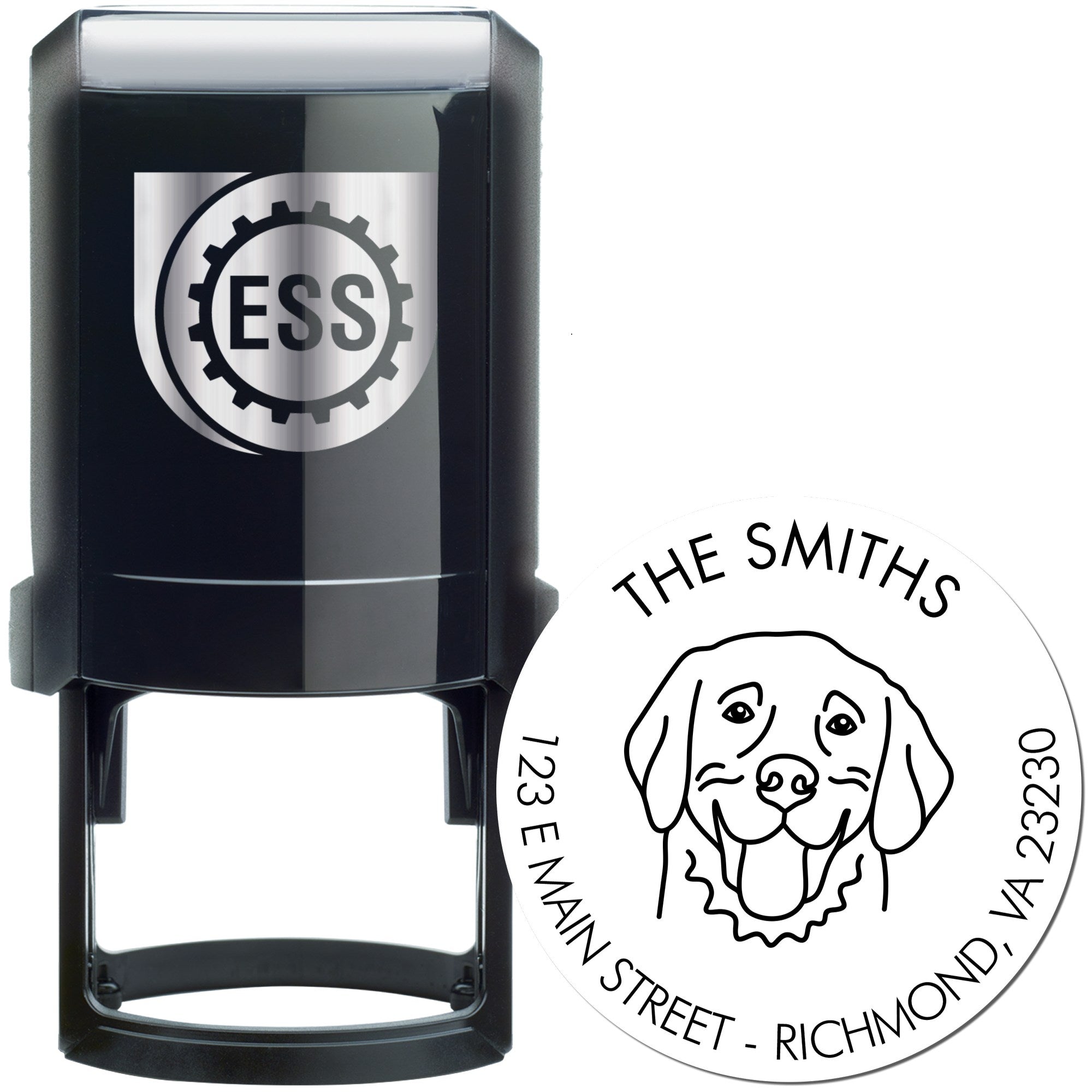 Self-Inking Golden Retriever Customized House Address Stamper - Engineer Seal Stamps