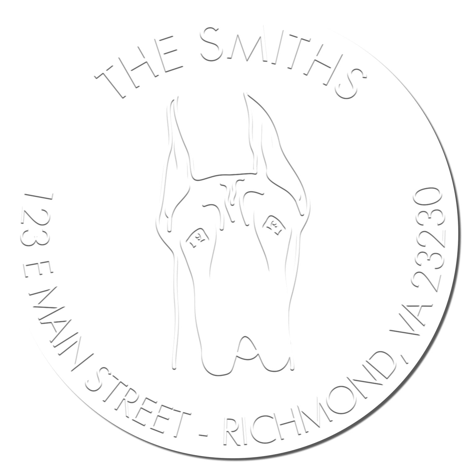 Great Dane Ears Up Dog Custom-Made Address Embossed Stamp - Engineer Seal Stamps