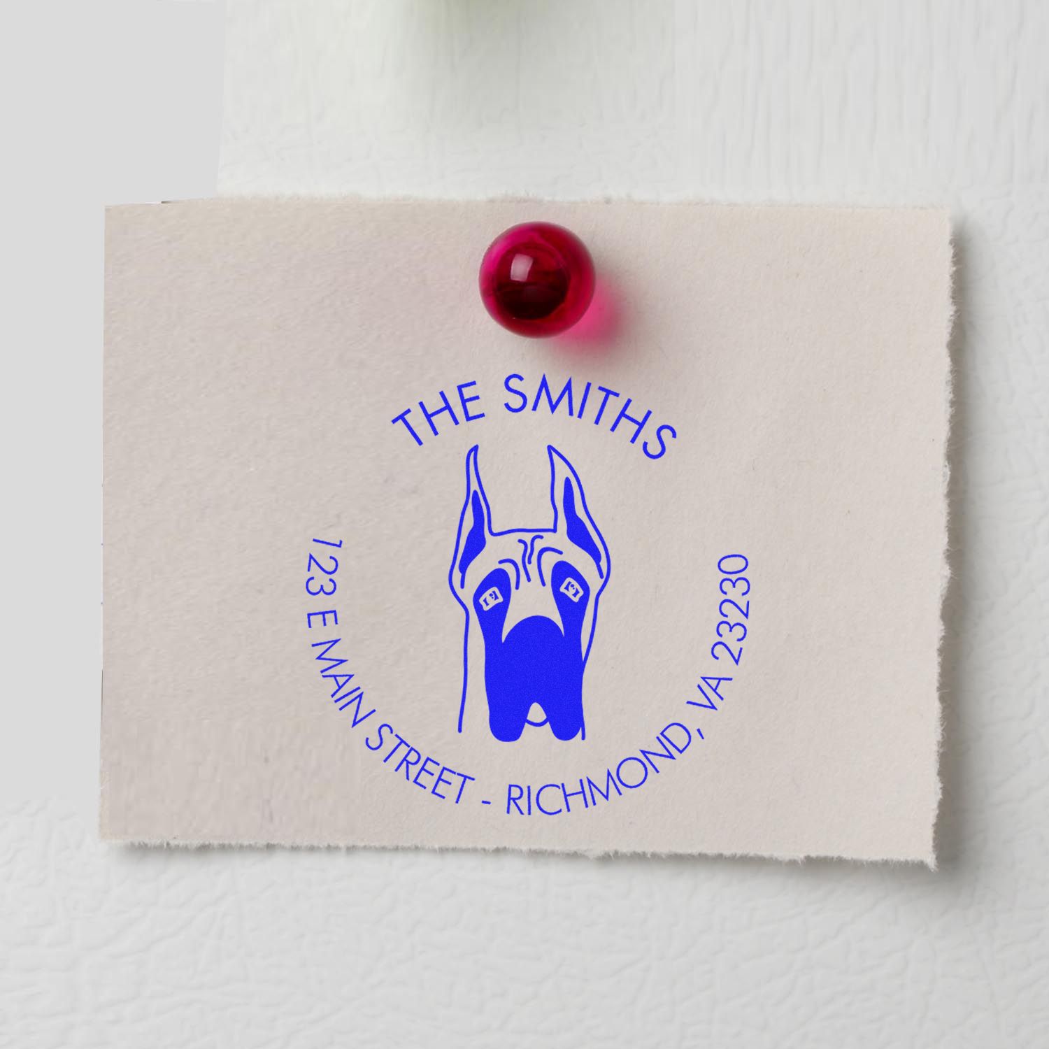Slim Pre-Inked Great Dane Ears Up Personalized House Address Rubber Stamp - Engineer Seal Stamps
