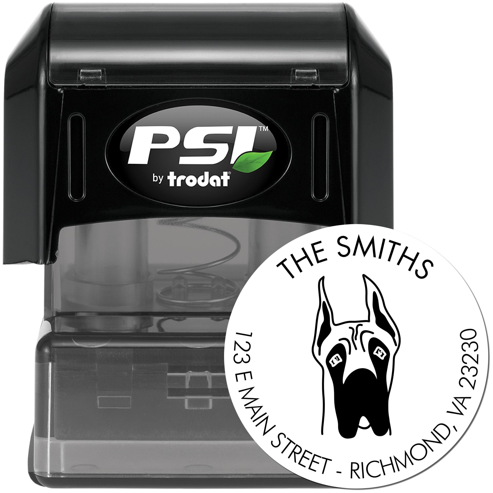 PSI Pre-Inked Great Dane Ears Up Made-to-Order Stamp for Envelopes - Engineer Seal Stamps