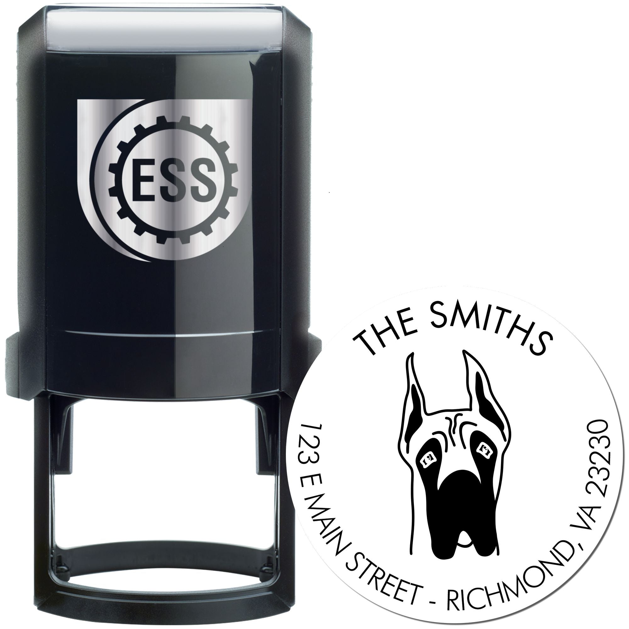 Self-Inking Great Dane Ears Up Customized Inked Stamp for Envelopes - Engineer Seal Stamps