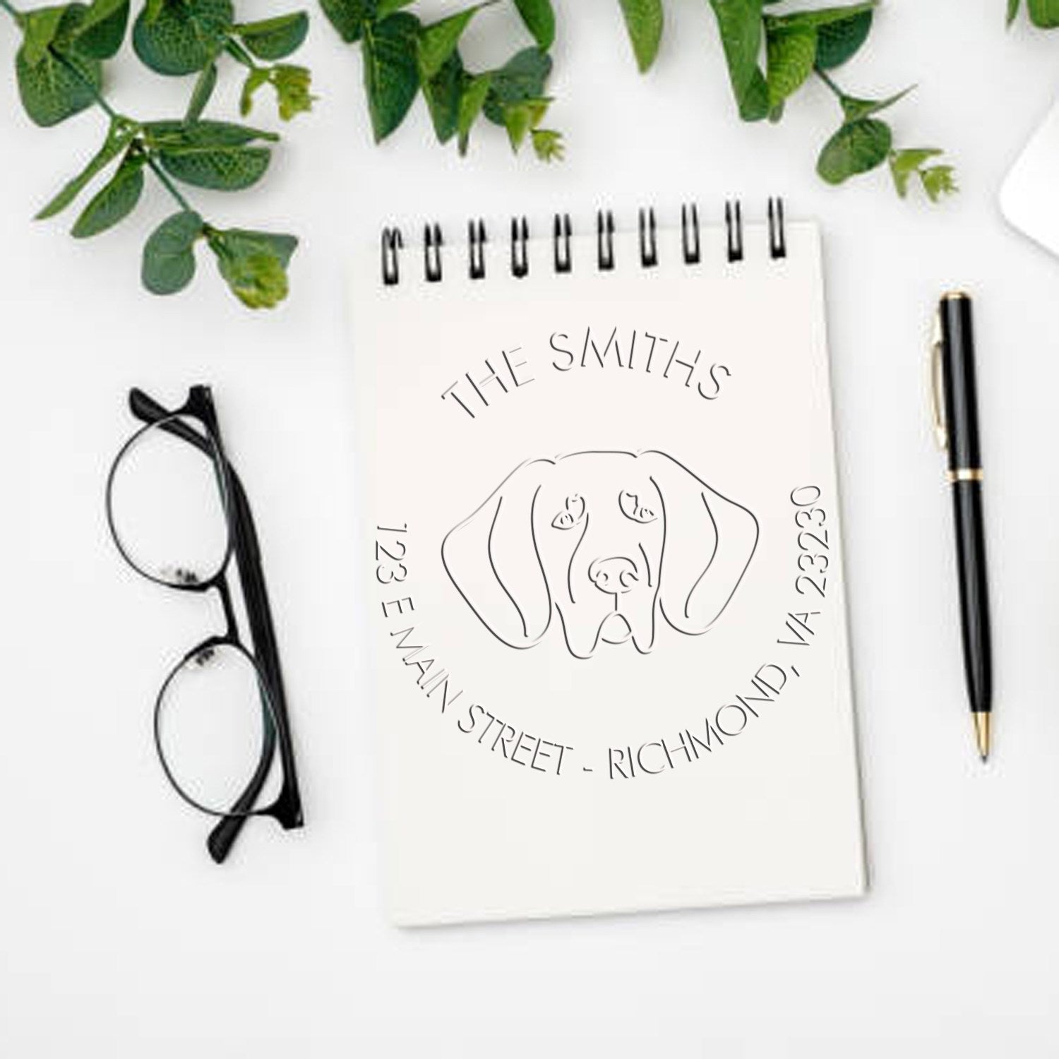 Great Dane Dog Outline Customized Address Embossing Stamp - Engineer Seal Stamps