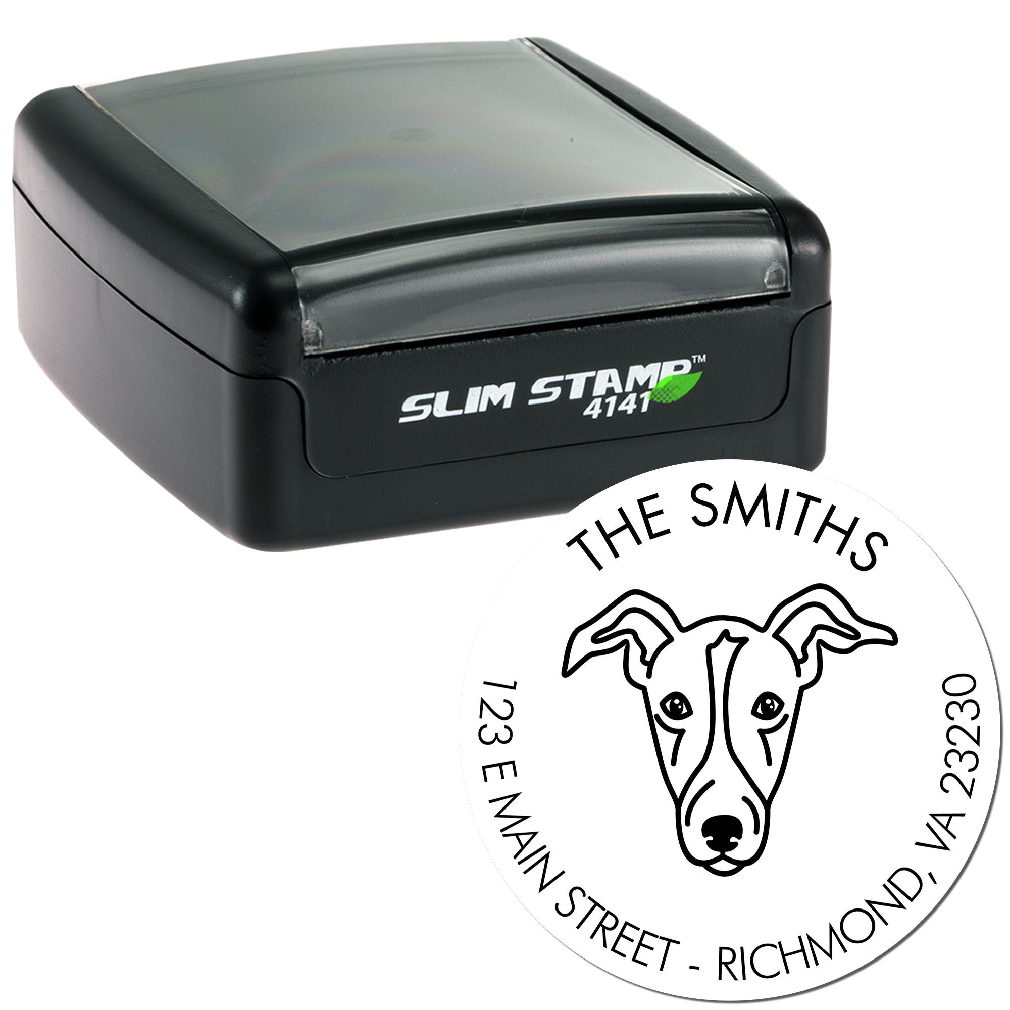 Slim Pre-Inked Greyhound Personalized House Address Stamp - Engineer Seal Stamps