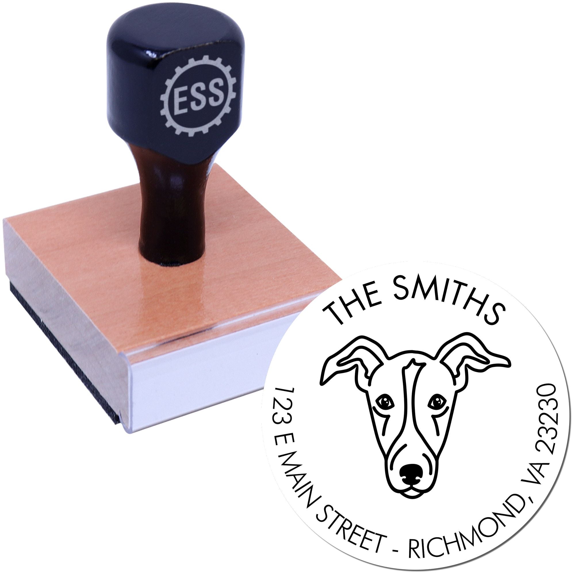 Wood Handle Greyhound Custom Made Custom Return Address Rubber Stamp - Engineer Seal Stamps