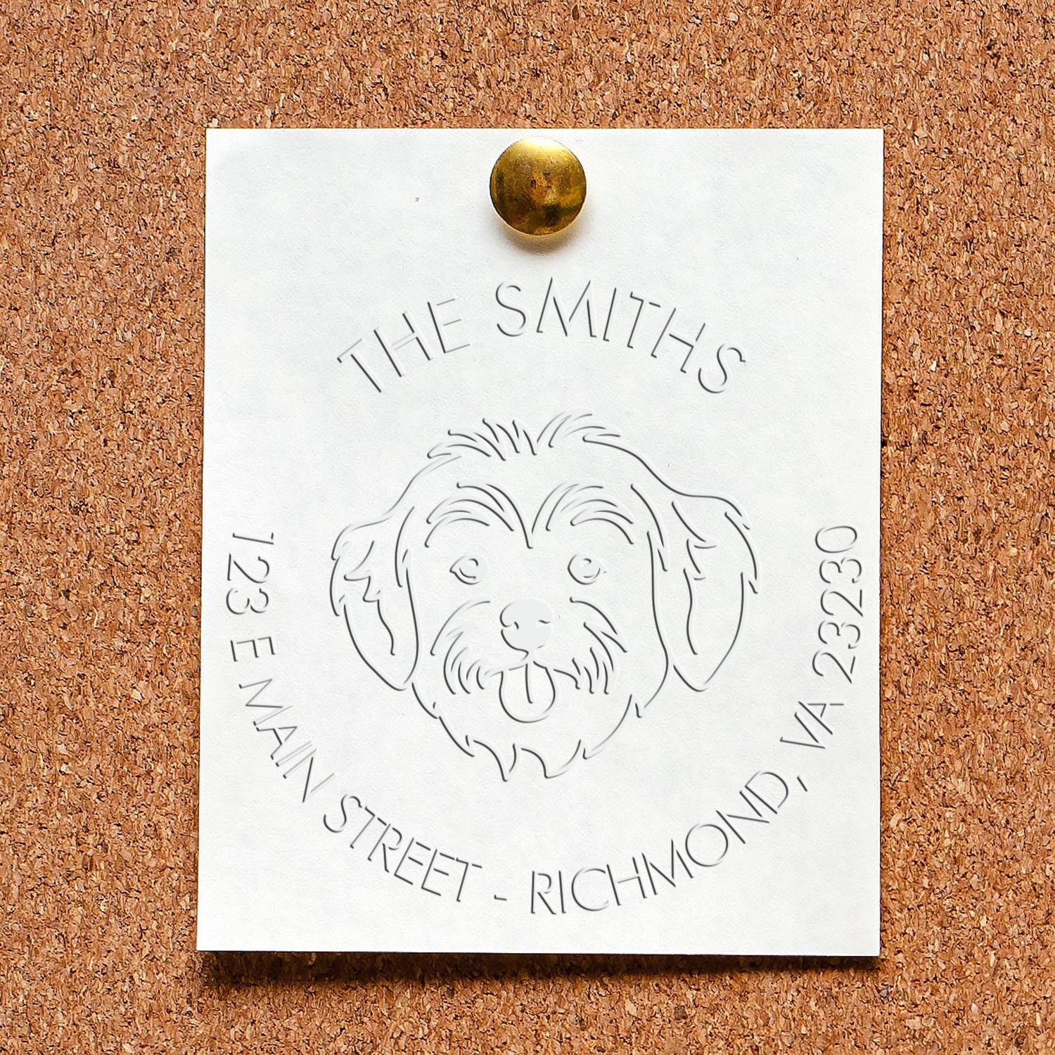 Personalizable Address Embossed Seal with Havanese Dog