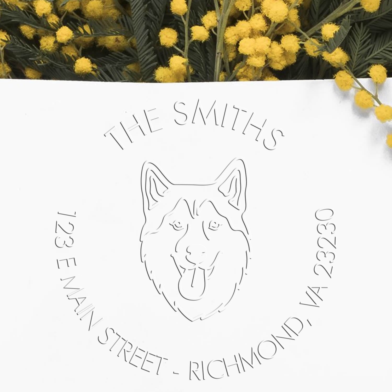 Personalizable Home Address Soft Embosser with Husky Dog - Engineer Seal Stamps