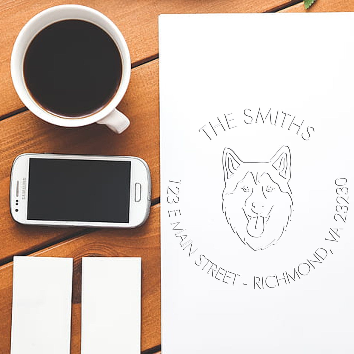 Personalizable Home Address Soft Embosser with Husky Dog
