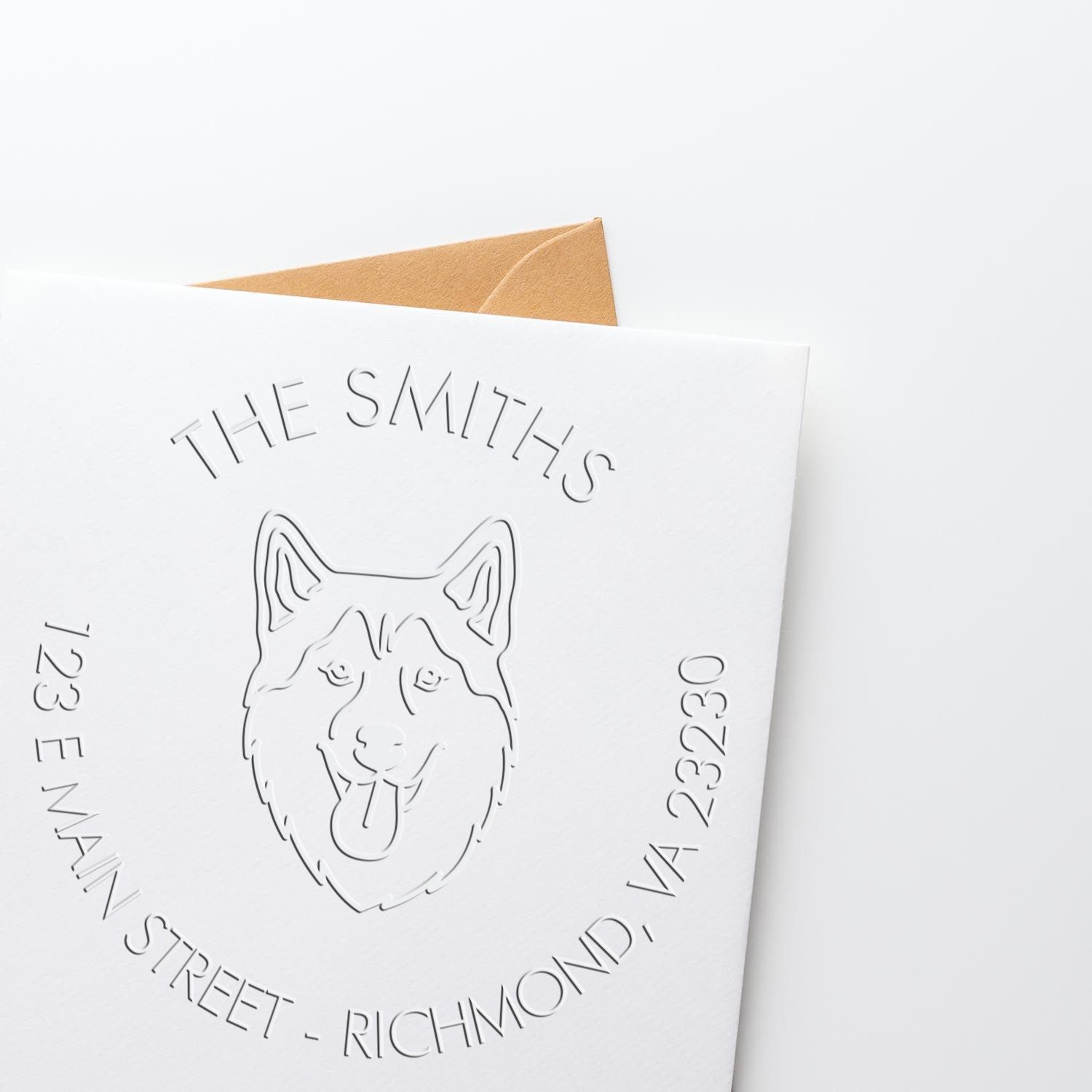 Personalizable Home Address Soft Embosser with Husky Dog