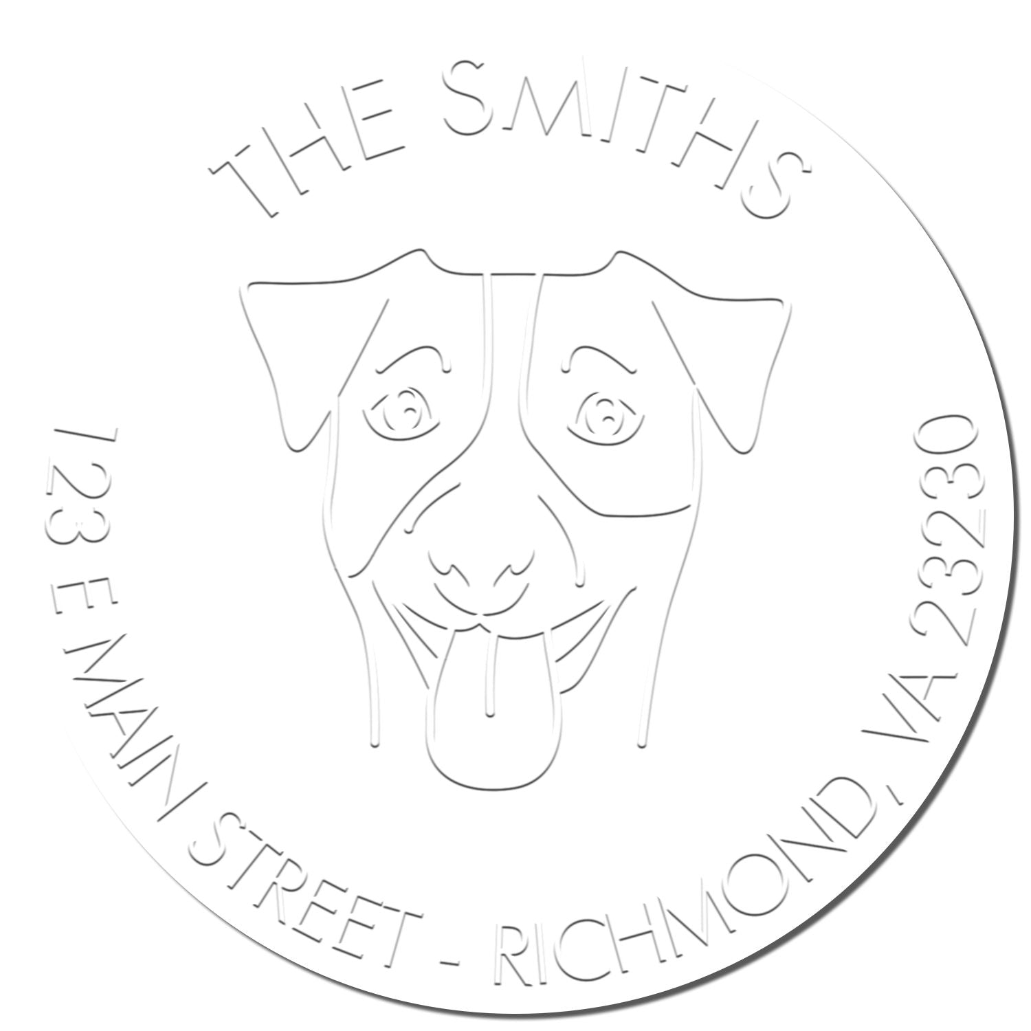 Jack Russell Dog Outline Customized Address Embossed Seal - Engineer Seal Stamps