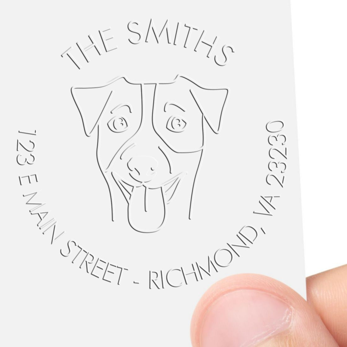 Jack Russell Dog Outline Customized Address Embossed Seal - Engineer Seal Stamps