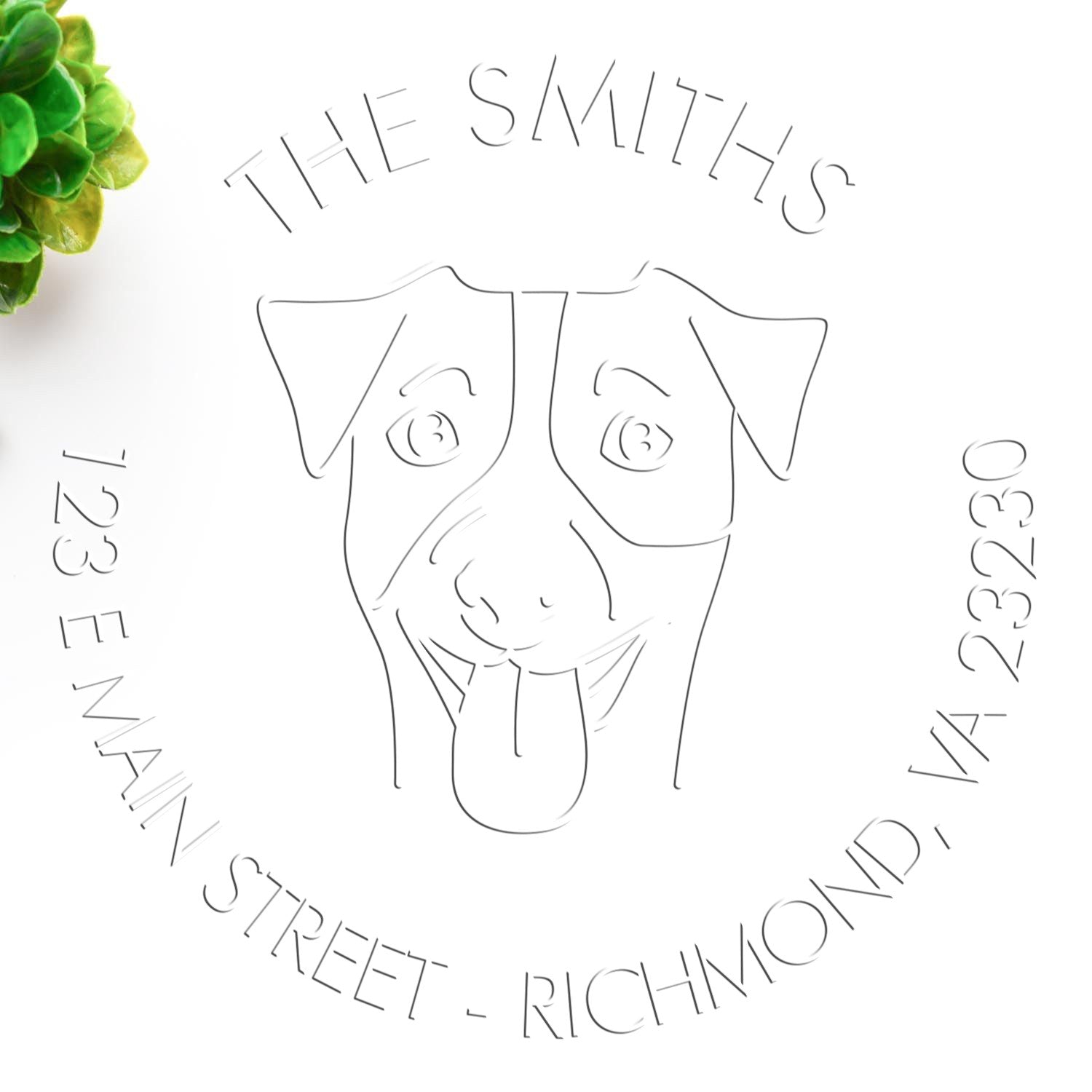 Jack Russell Dog Outline Customized Address Embossed Seal - Engineer Seal Stamps