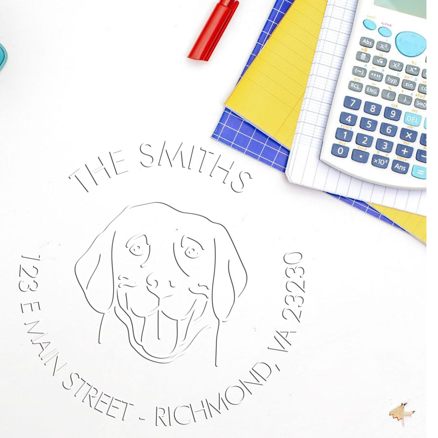 Labrador Dog Outline Customized Home Address Hybrid Embosser Seal - Engineer Seal Stamps