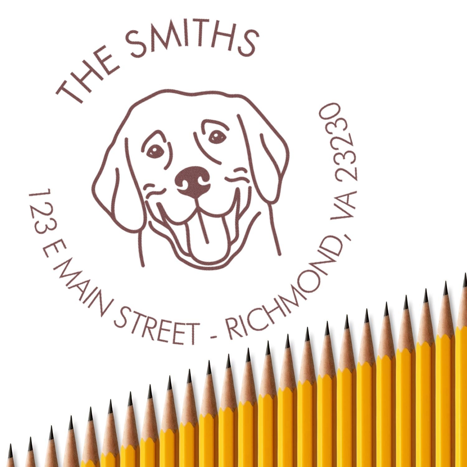 Wood Handle Labrador Custom Made Dog Design Address Stamp - Engineer Seal Stamps