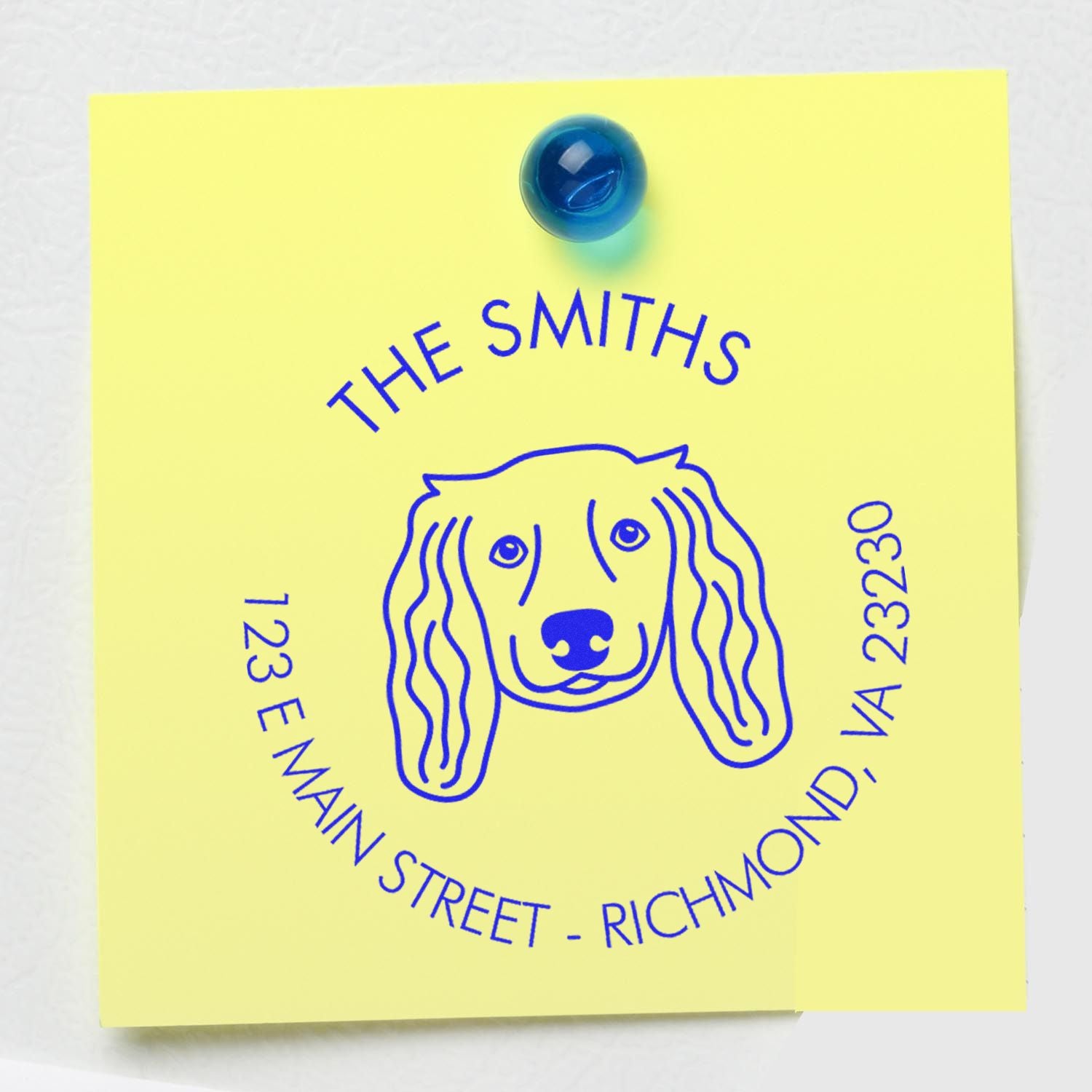 Wood Handle Long Haired Dachshund Custom Made Dog Design Address Stamper - Engineer Seal Stamps