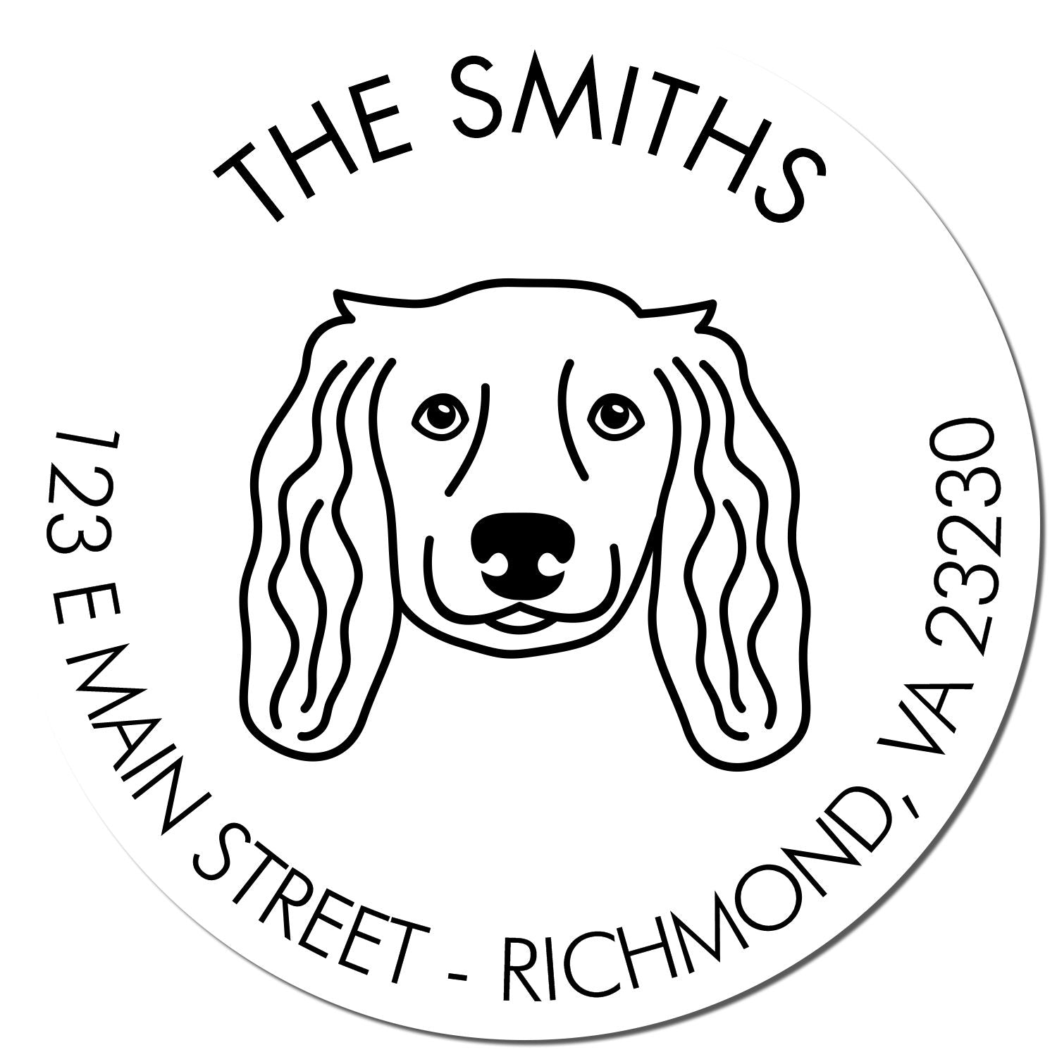 PSI Pre-Inked Long Haired Dachshund Made-to-Order Address Label Stamp for Envelopes - Engineer Seal Stamps