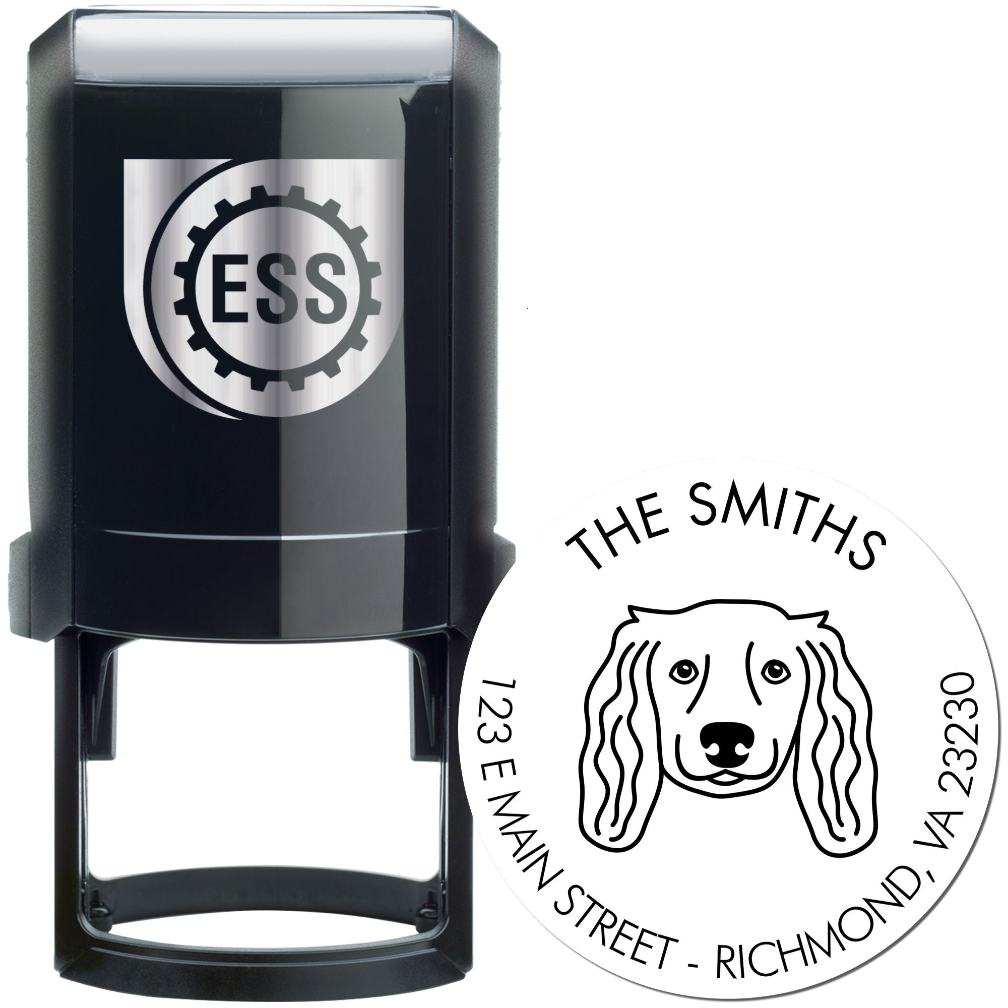 Self-Inking Long Haired Dachshund Customized Mail Label Stamp for Envelopes - Engineer Seal Stamps