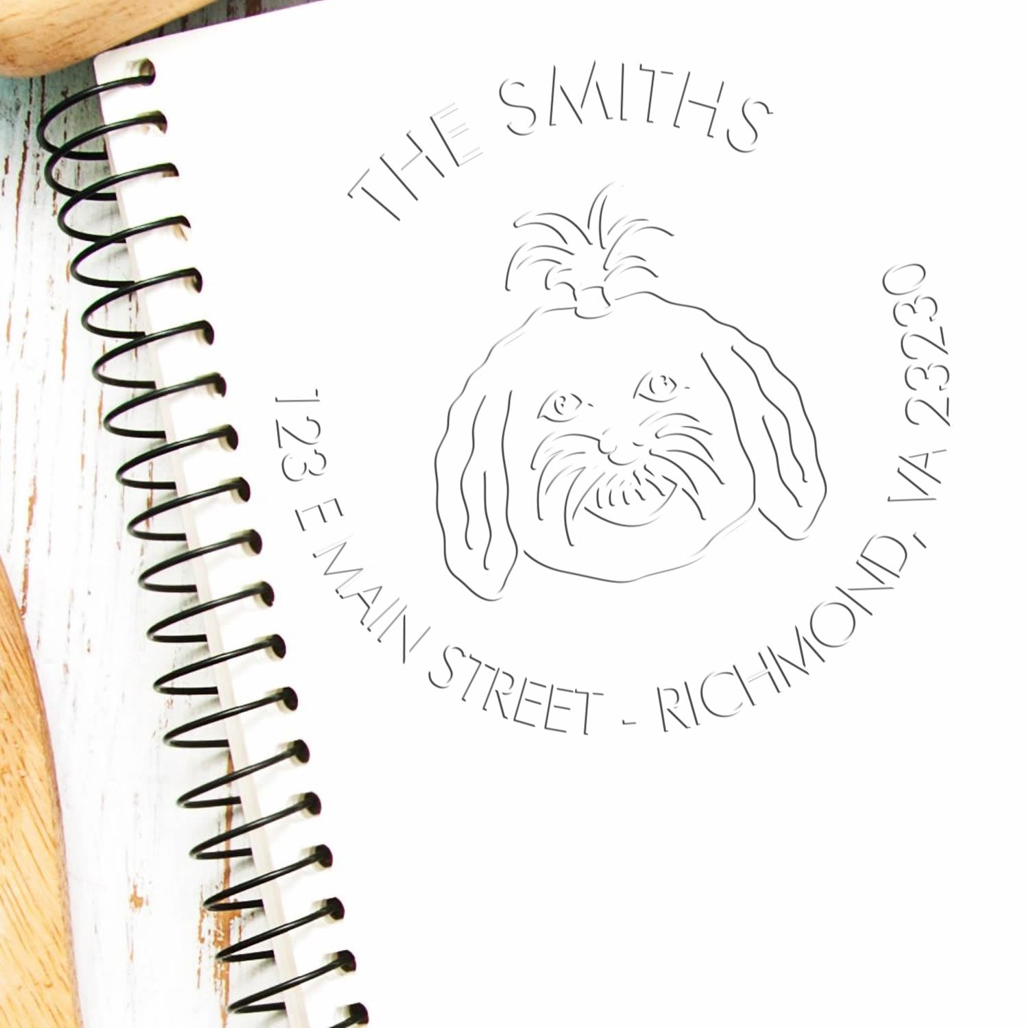 Personalizable Home Address Embossing Seal with Maltese Dog - Engineer Seal Stamps