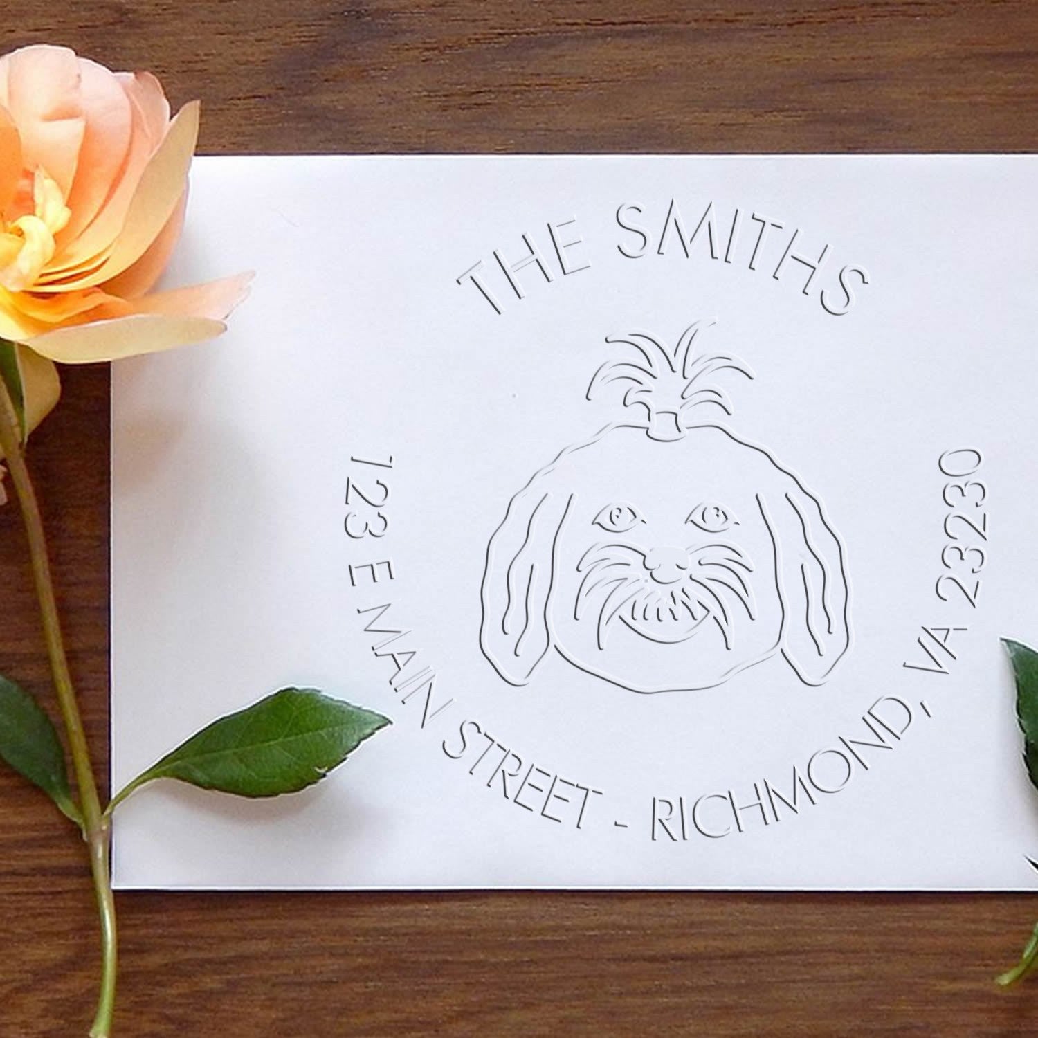Personalizable Home Address Embossing Seal with Maltese Dog