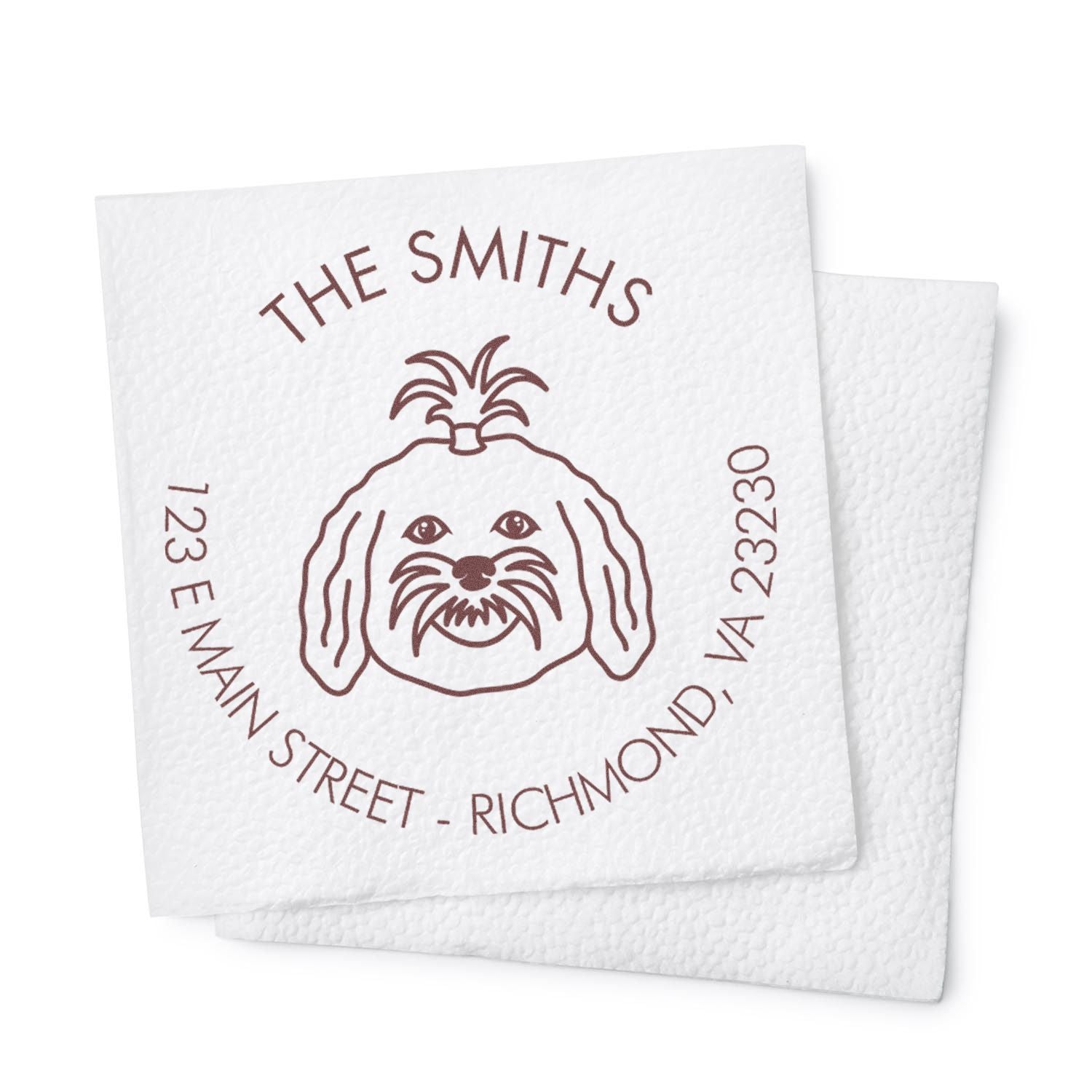 Wood Handle Maltese Custom Made Dog Lover's Address Rubber Stamp - Engineer Seal Stamps
