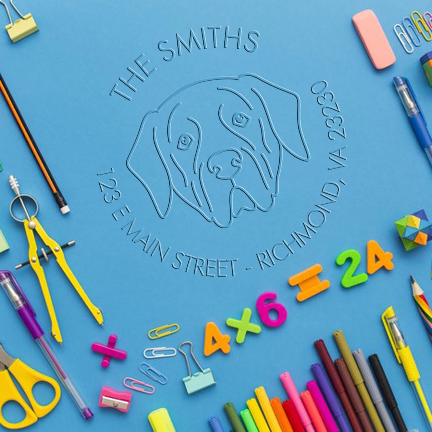 Personalizable Home Address Seal Stamp with Mastiff Dog