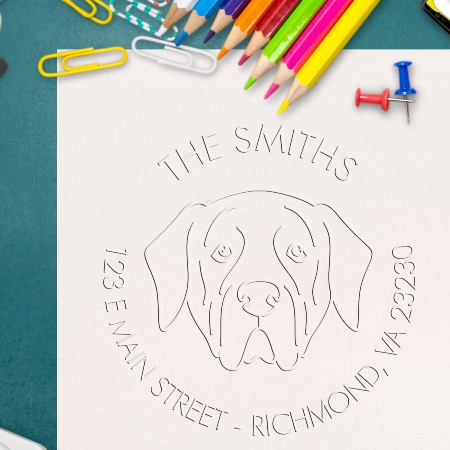 Mastiff Dog Outline Customized Home Address Embossing Stamp - Engineer Seal Stamps