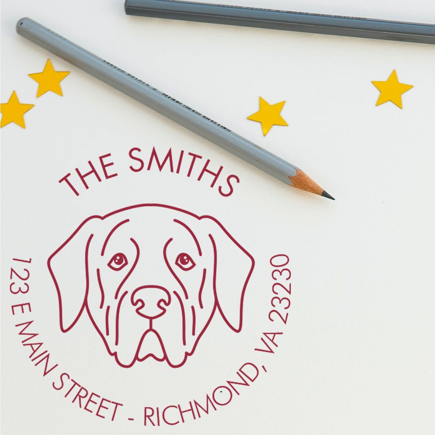 Wood Handle Mastiff Custom Made Dog Lover's Address Stamp - Engineer Seal Stamps